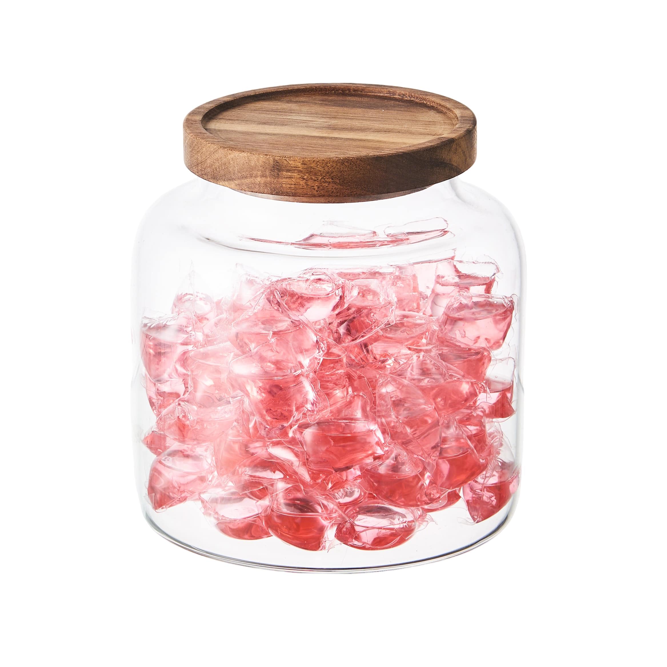 Eden & Willow Large Glass Storage Jar with Airtight Acacia Wooden Lid and | Borosilicate Glass Container for Kitchen Organisation (1, 2L)