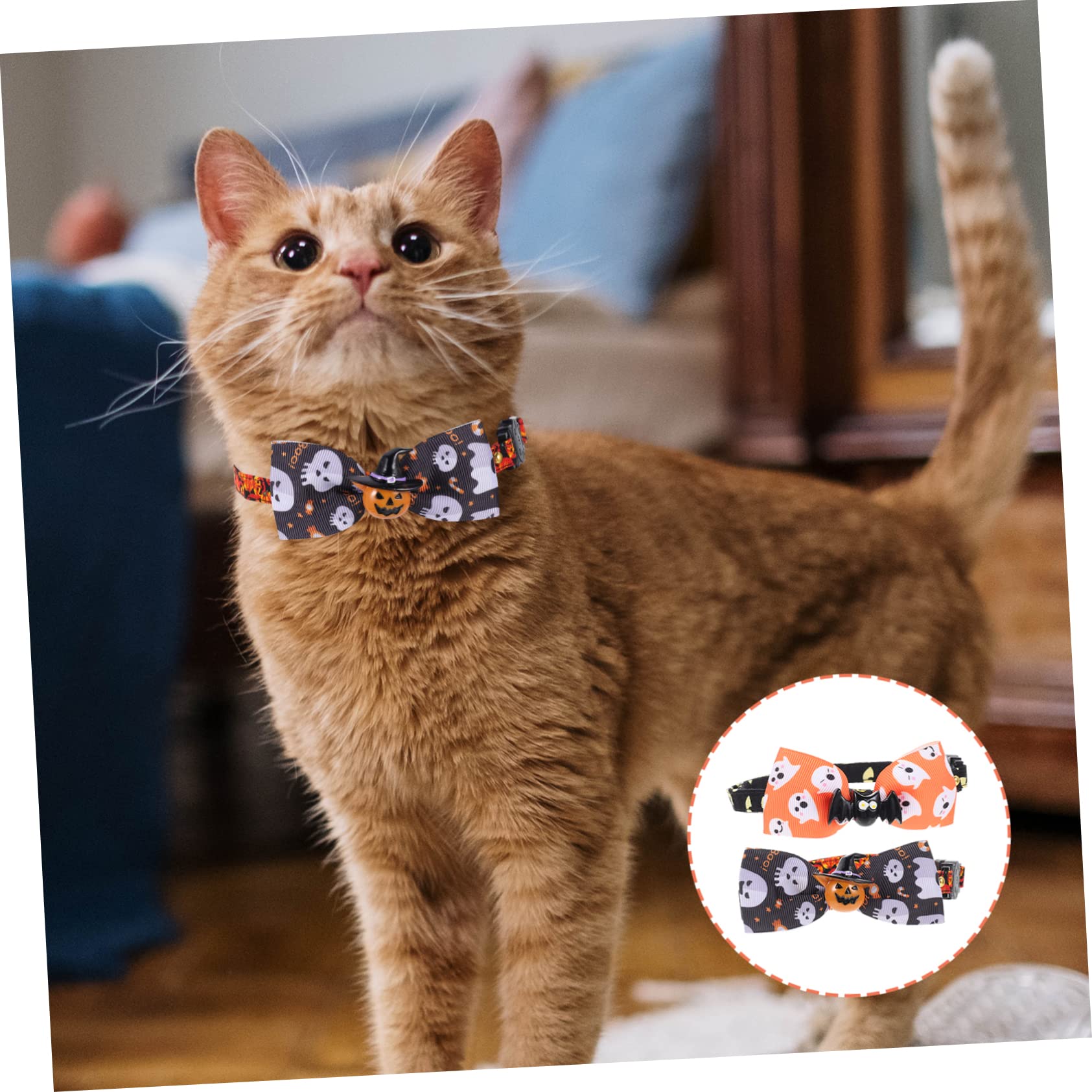 INOOMP 10stücke Halloween Katzenhalsbänder Mit Verstellbarem Design Und Schleife Für Kätzchen Und Haustiere Festtagsaccessoires Mit Kürbis Und Fledermaus Motiven