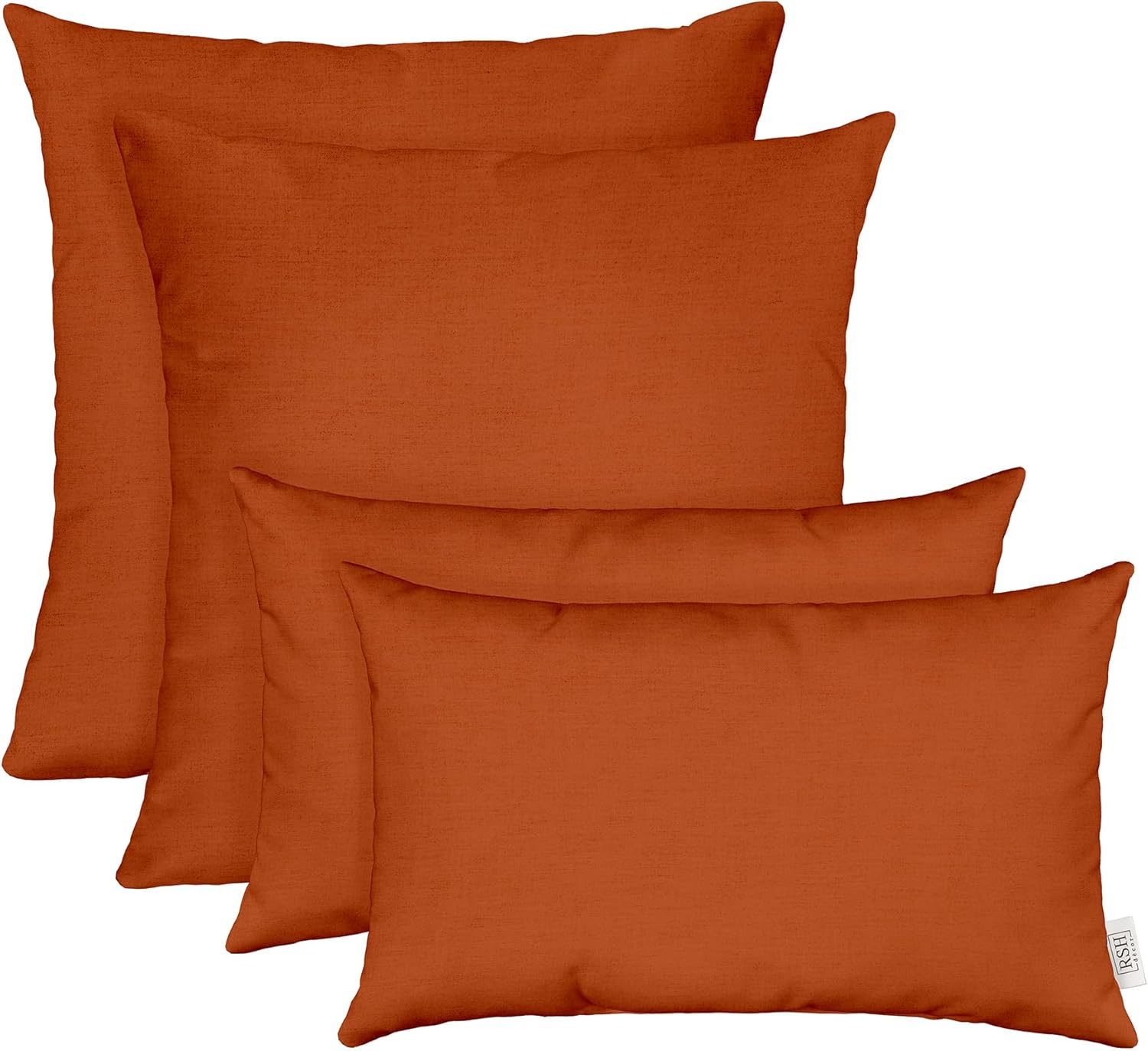 RSH DECOR Indoor Outdoor Decorative Sunbrella Throw ~ Toss Pillows ~ Choose Color & Size 4 Piece Assortment Canvas Rust - Made in USA