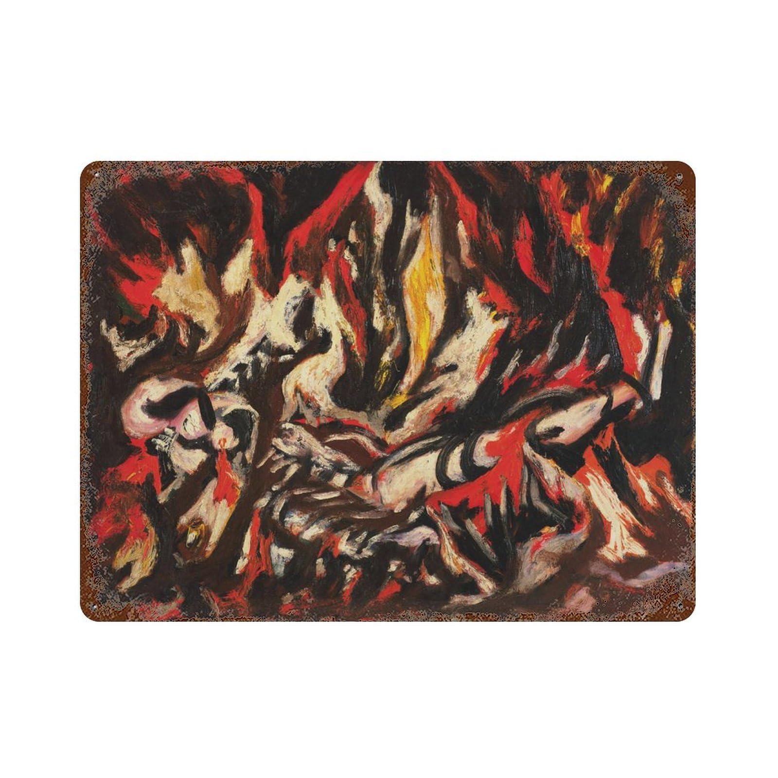 xiaoxiaoshen Jackson Pollock Abstract Expressionist Modern Flame Decor Wall Decor Art Metal Tin Poster Modern Home Decor Art Home Bar Shop Decorations Vintage Sign 30x40cm