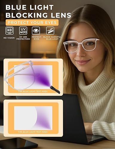 Miniatura 5 de ZanyLen Lentes de luz azul de ojo de gato para mujer, ligeros TR90 para computadorateléfonosvideojuegos, filtro de rayos