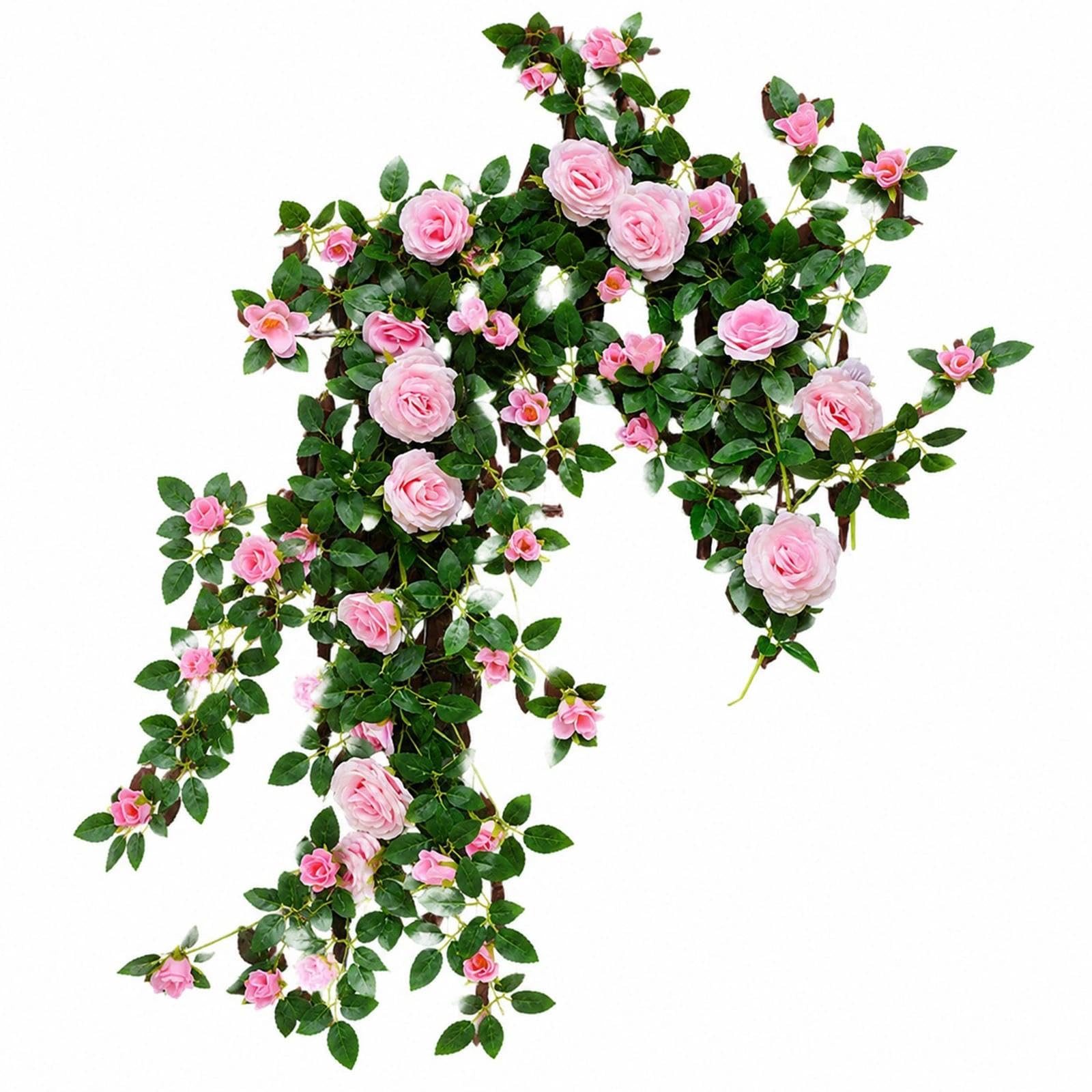 71in Artificial Rose Vine Silk Flower Garland Wedding Decor(Light Pink)