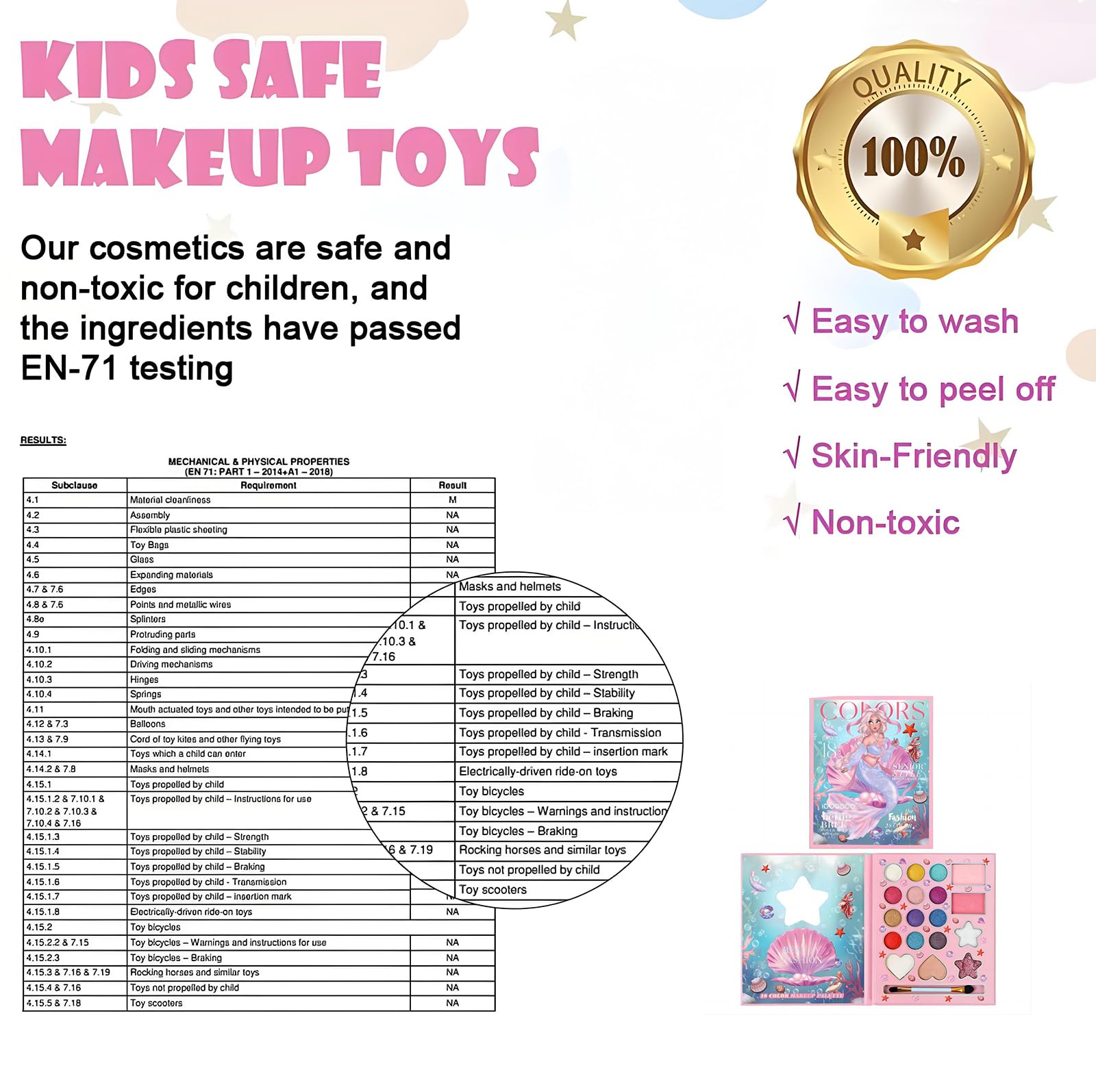 MockTota trucchi per bambina, valigetta trucchi e lavabili per bambini, kit di trucco da Halloween per bambini, kit di trucco da principessa DIY per bambina, Regali adorabili per bambine (18 Colore)