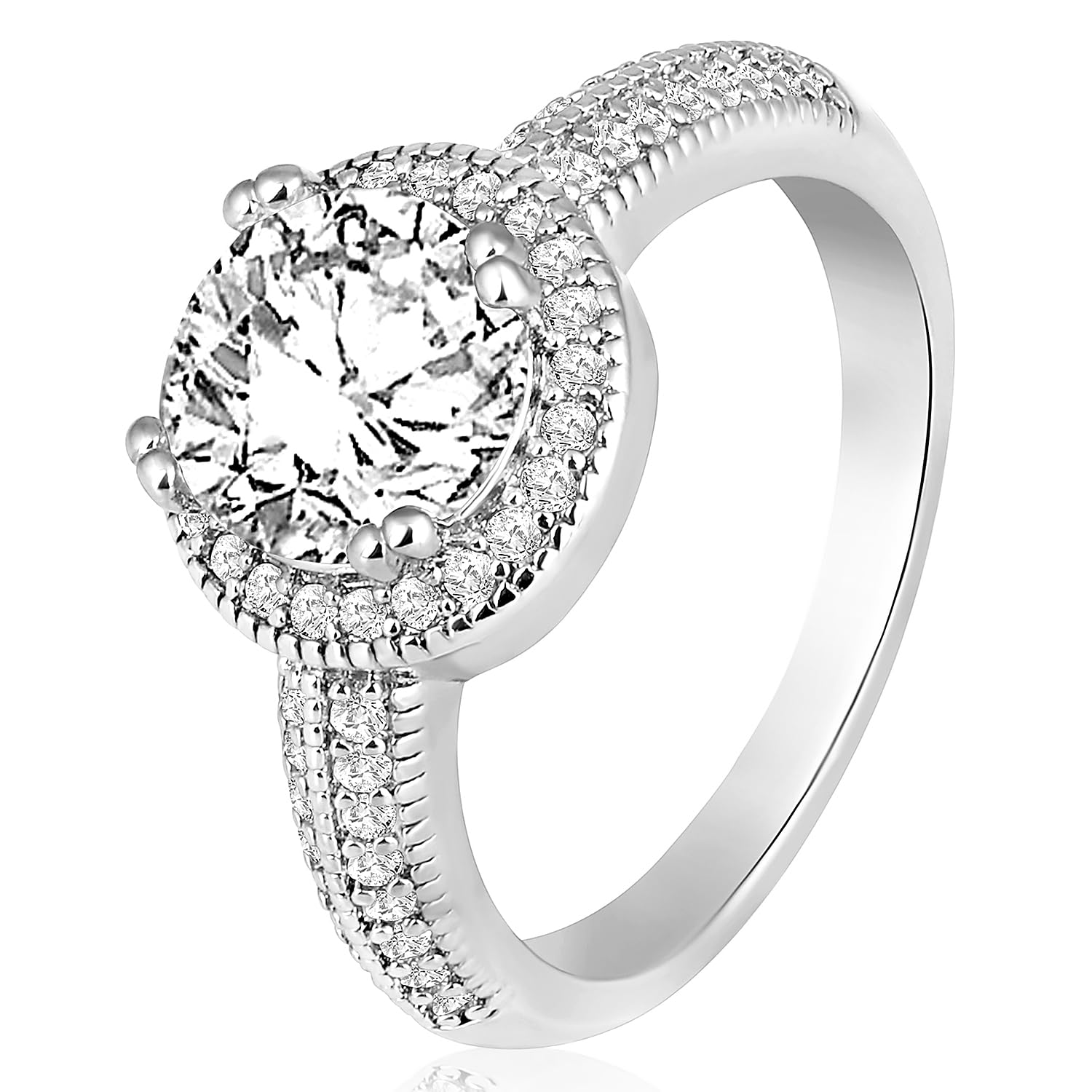 Peora Silver Plated Cubic Zirconia Studded Solitaire Finger Ring Anniversary Engagement Jewellery Gift For Women Girls, Size_7 (B0CZ36Y9R3) Amazon Price History, Amazon Price Tracker
