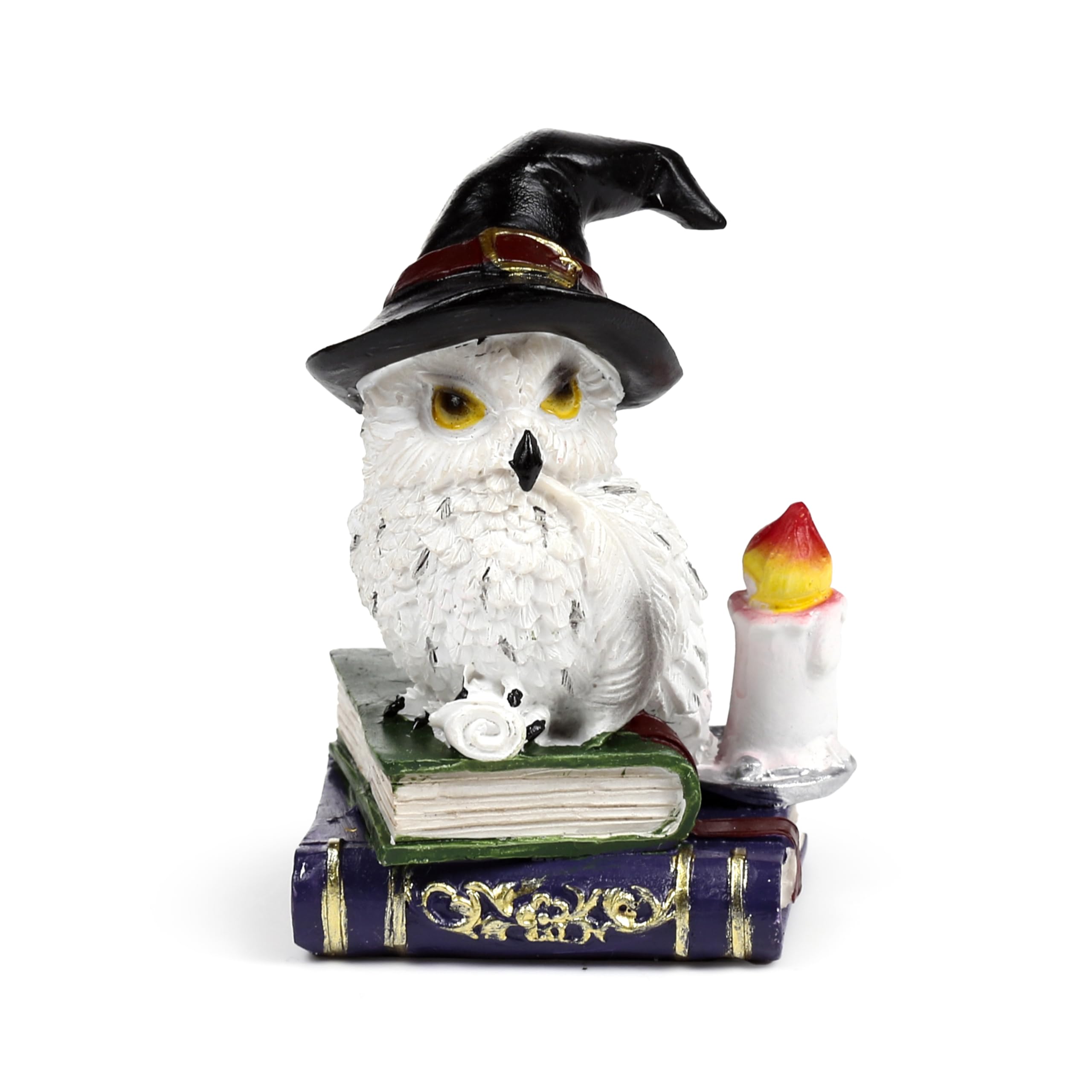 Puckator Wise Old Magical Owl on Spell Books, Cute Room Decor, Aesthetic Feng Shui Meditation Accessories, Garden Ornaments