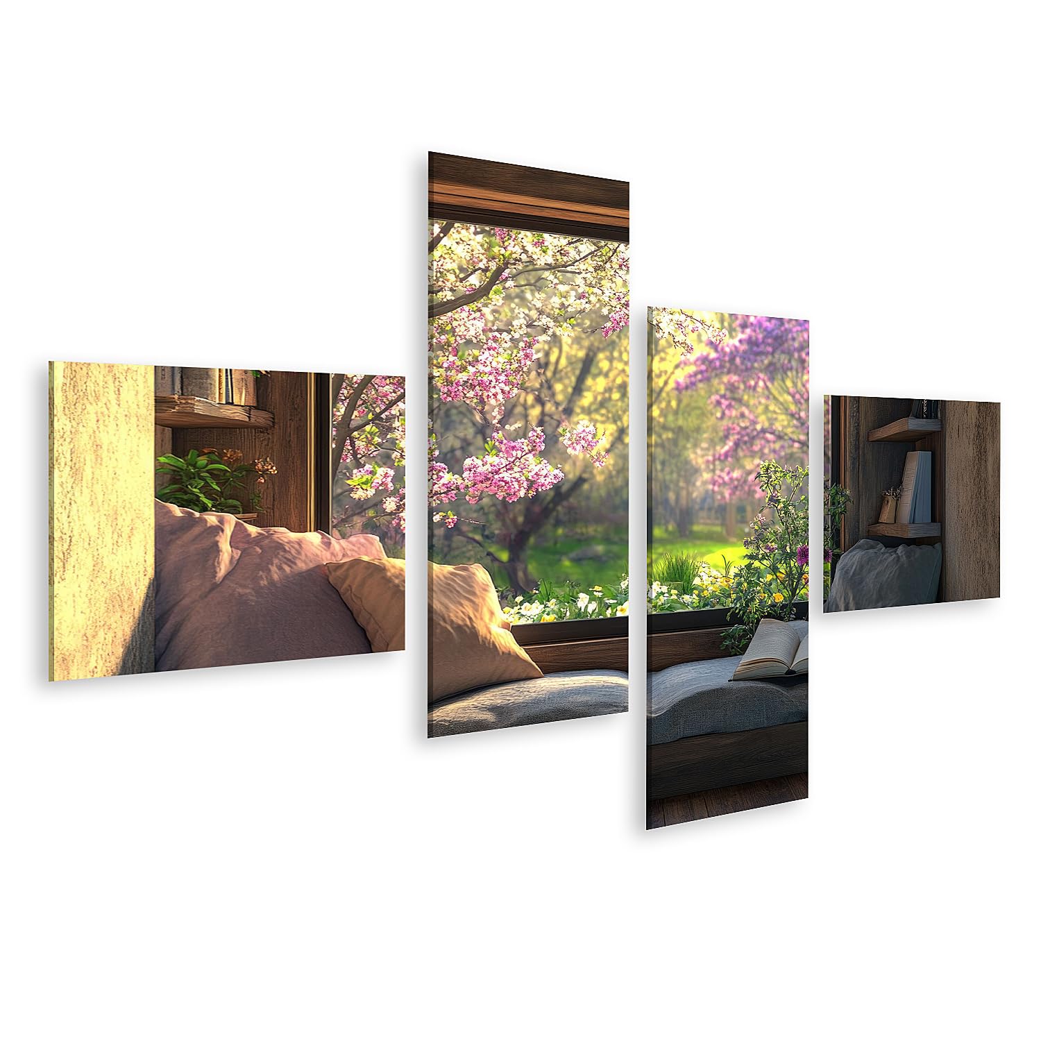 islandburner Prime Bild auf Leinwand Gemütliche Fensternische mit Frühlingsblick für Wohnzimmer Wohnungsdekorateure Möbelgeschäft Bilder Wandbilder Poster