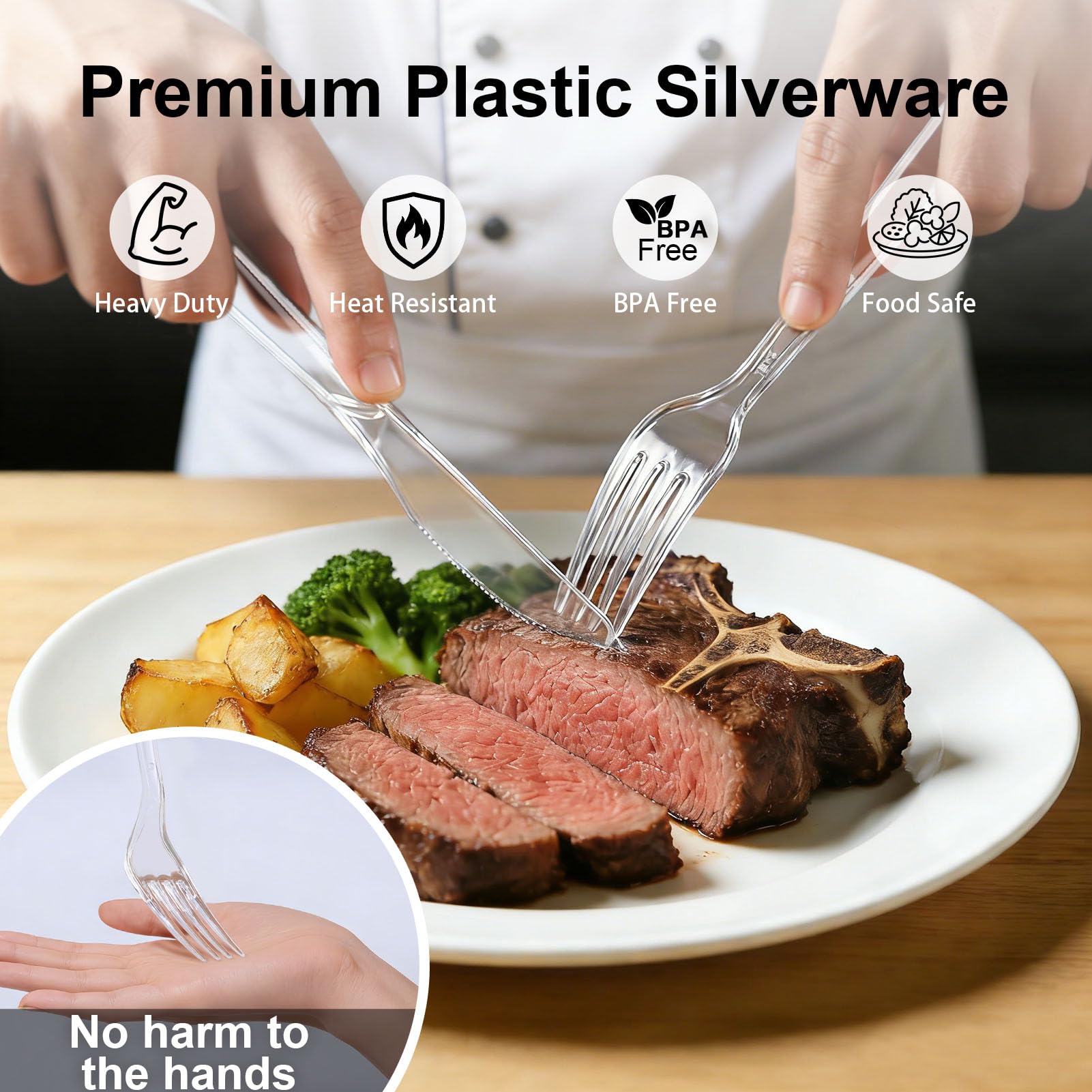 Clawsoff 360 Clear Plastic Silverware Set -4