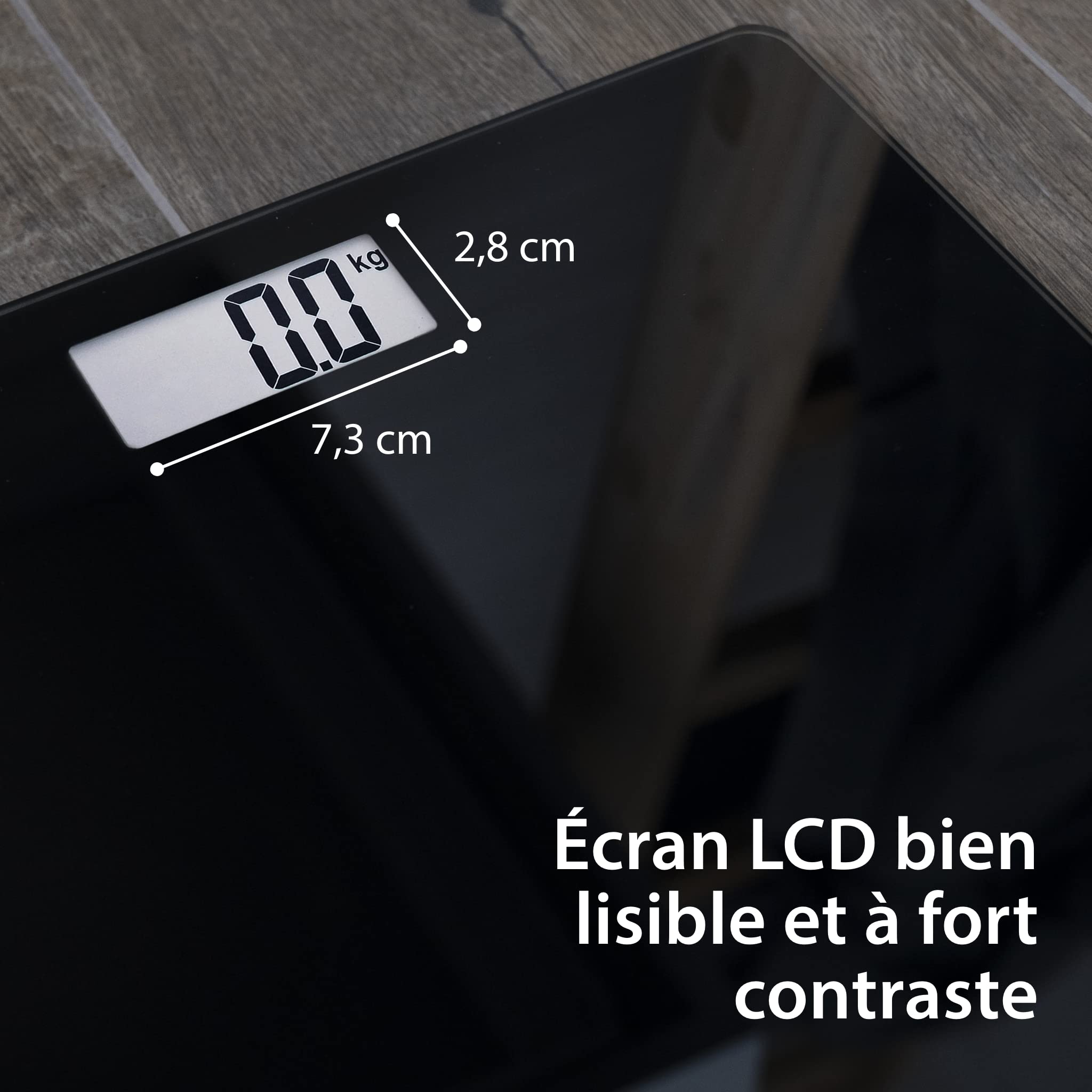 ADE Pèse-personne numérique en verre | seulement 2 cm de haut | balance personnelle sobre avec surface de pesée en verre de sécurité | résultats très précis | 180 kg | noir