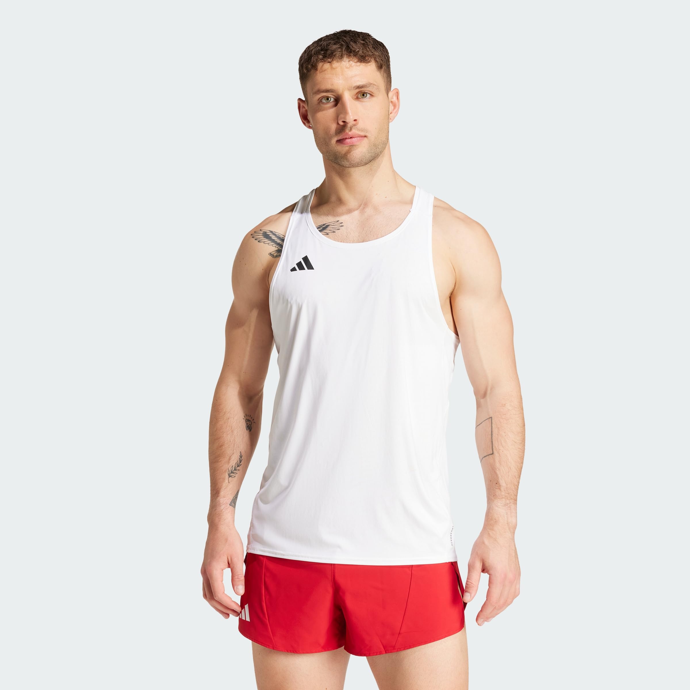 adidas Men's Adizero Essentials Aeroready Running Singlet Shirt, White, XXL