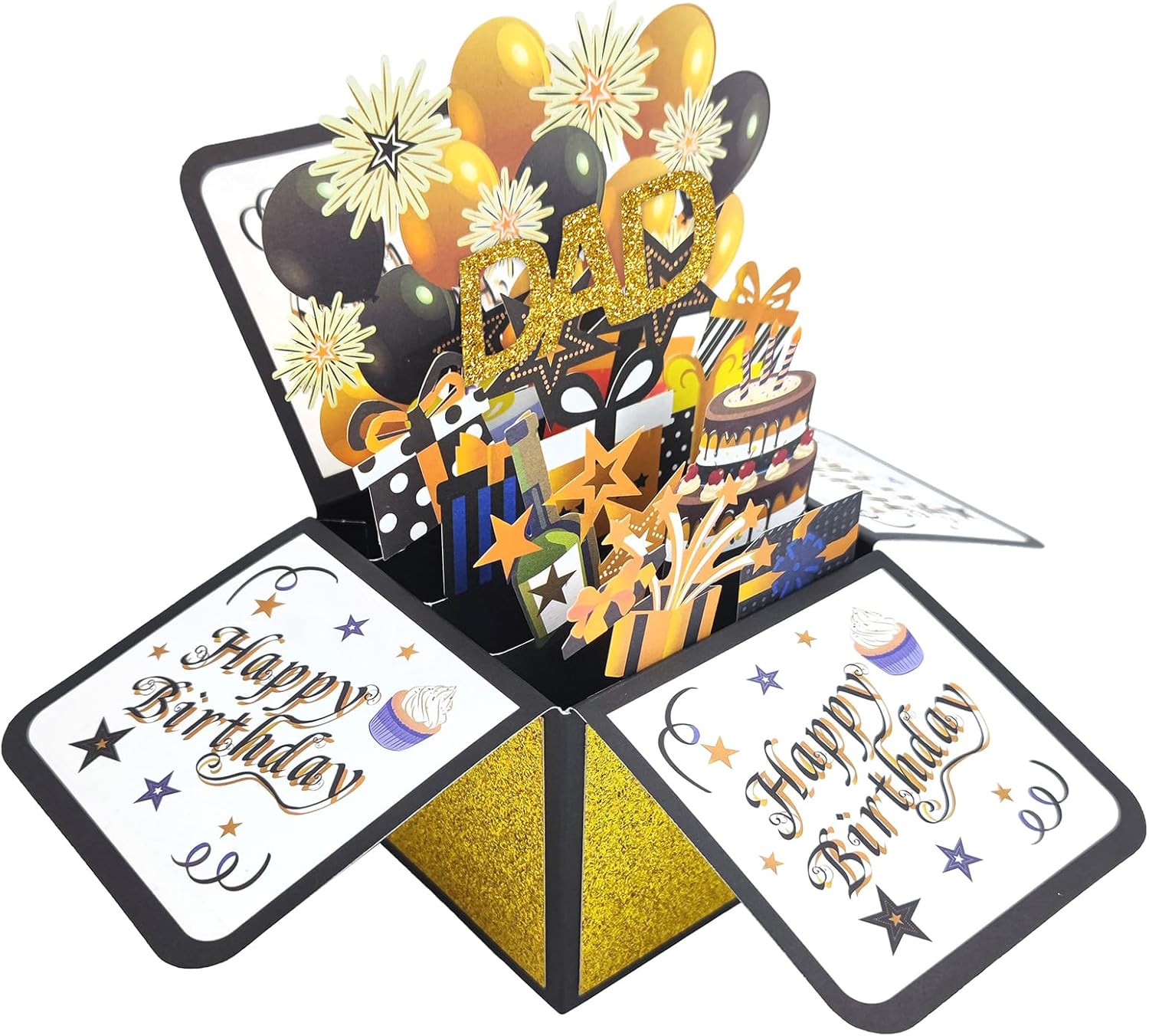 Asmallgf Cool Mens Birthday Gifts for Dad, Happy Daddy Birthday 3D Card from Daughter Son, Funny 40th 50th 60th 70th 80th Birthday Decorations for Father