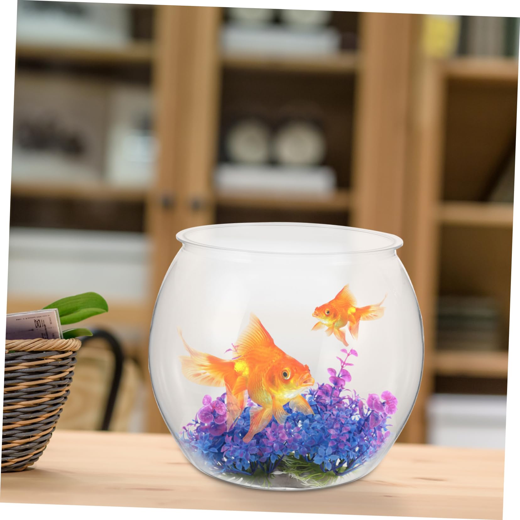 Garneck Transparenter Aquarium für Goldfische und Schildkröten Dekoratives Fischglas für Schreibtisch Wohnzimmer und Garten Hochtransparentes Design für Sicht und Stabilität