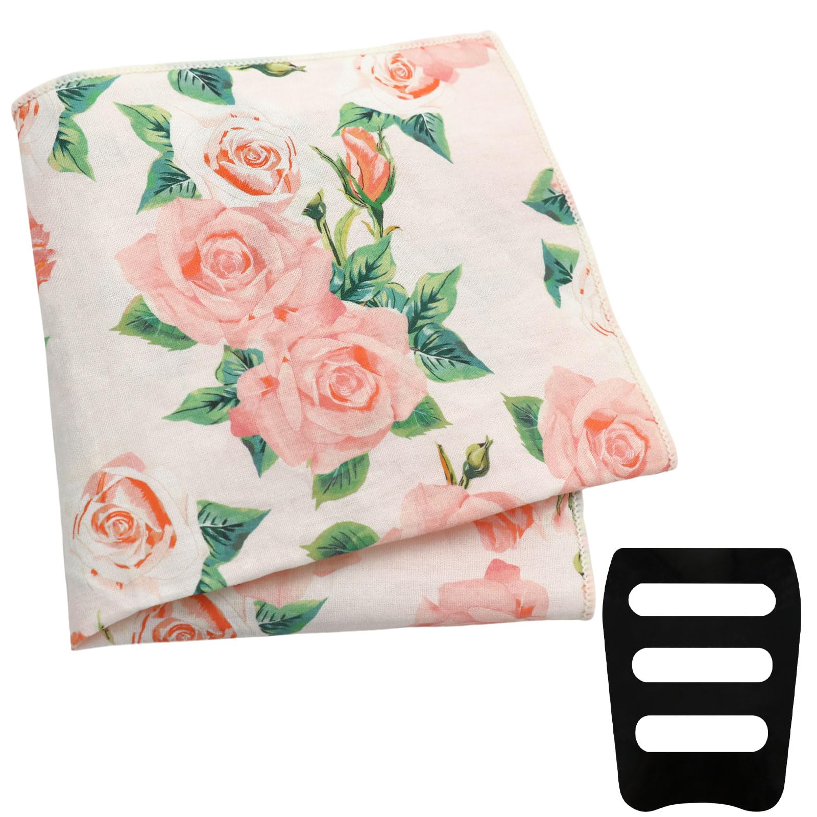 Floral Pocket Squares for Men with Holder Printed Flower Mens Handkerchief Cotton Suit Pocket Hanky for Wedding