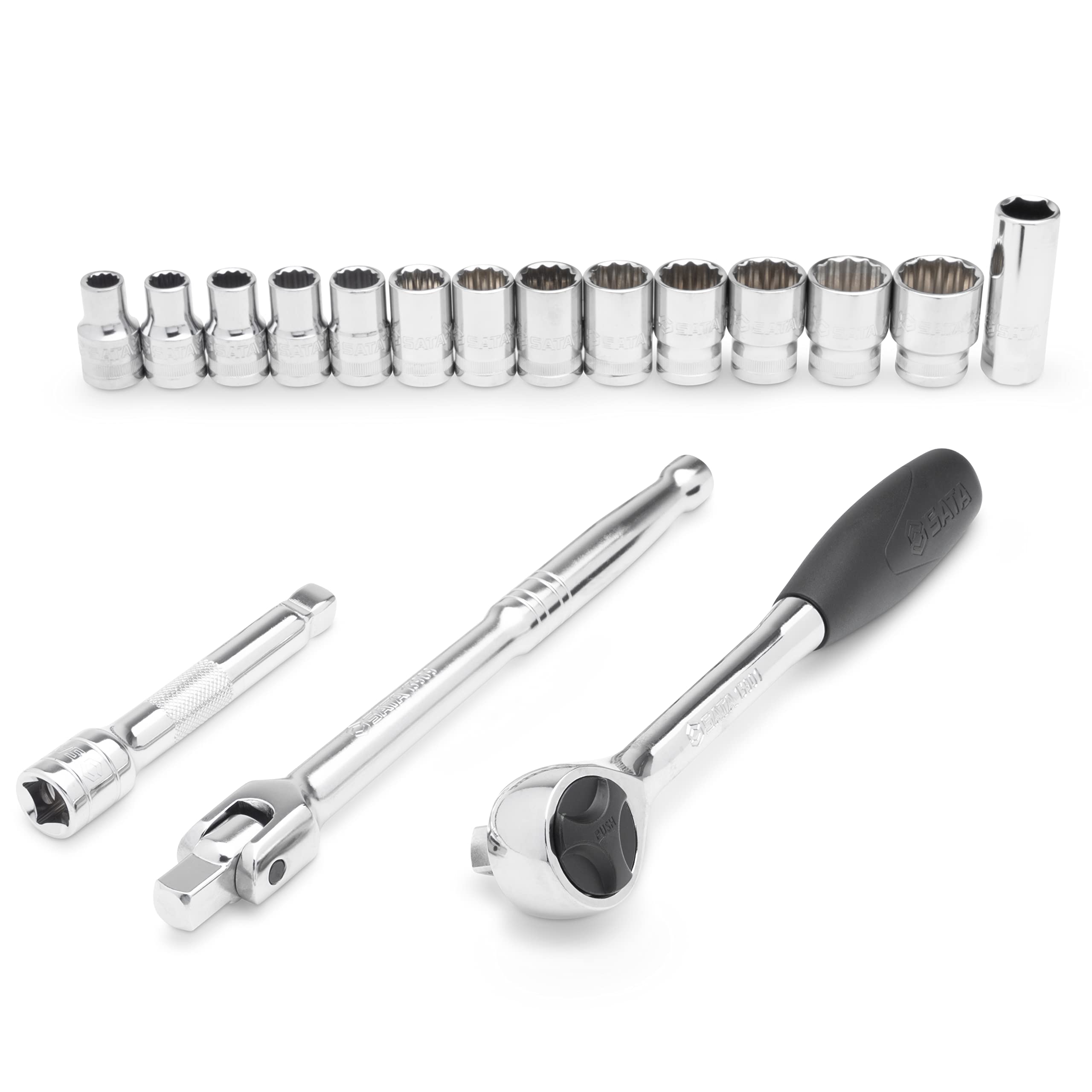 SATA ST09086SJ Drive 12 Point Metric Socket Set with Quick Release 