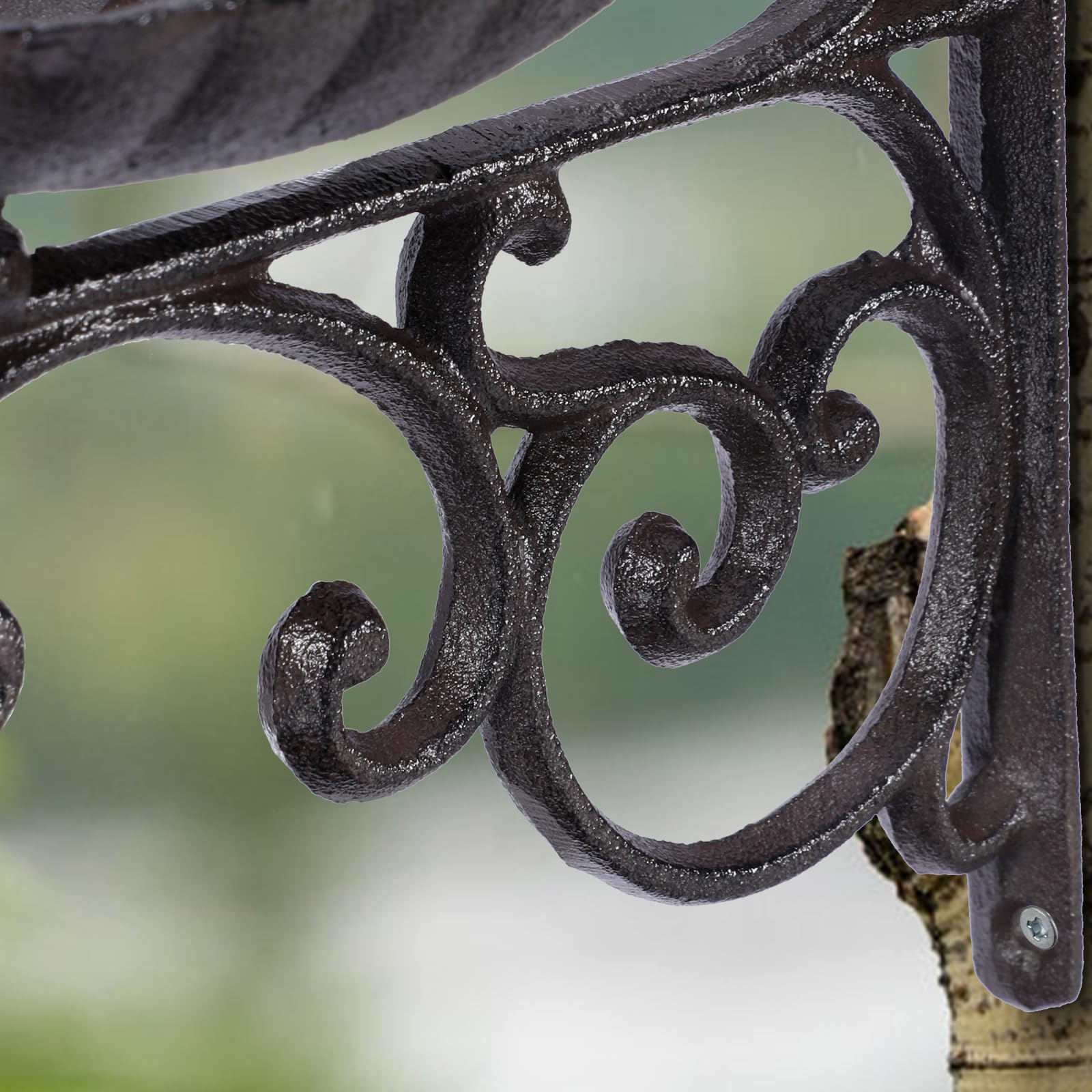 JUXYES Wandhalterung Vogelfutterstation mit Aufhängehalterung, robuste Vogeltränke aus Gusseisen für den Außenbereich, Antik Garten Dekorative Vögel Wandhaken zum Aufhängen von Pflanzen, Laternen