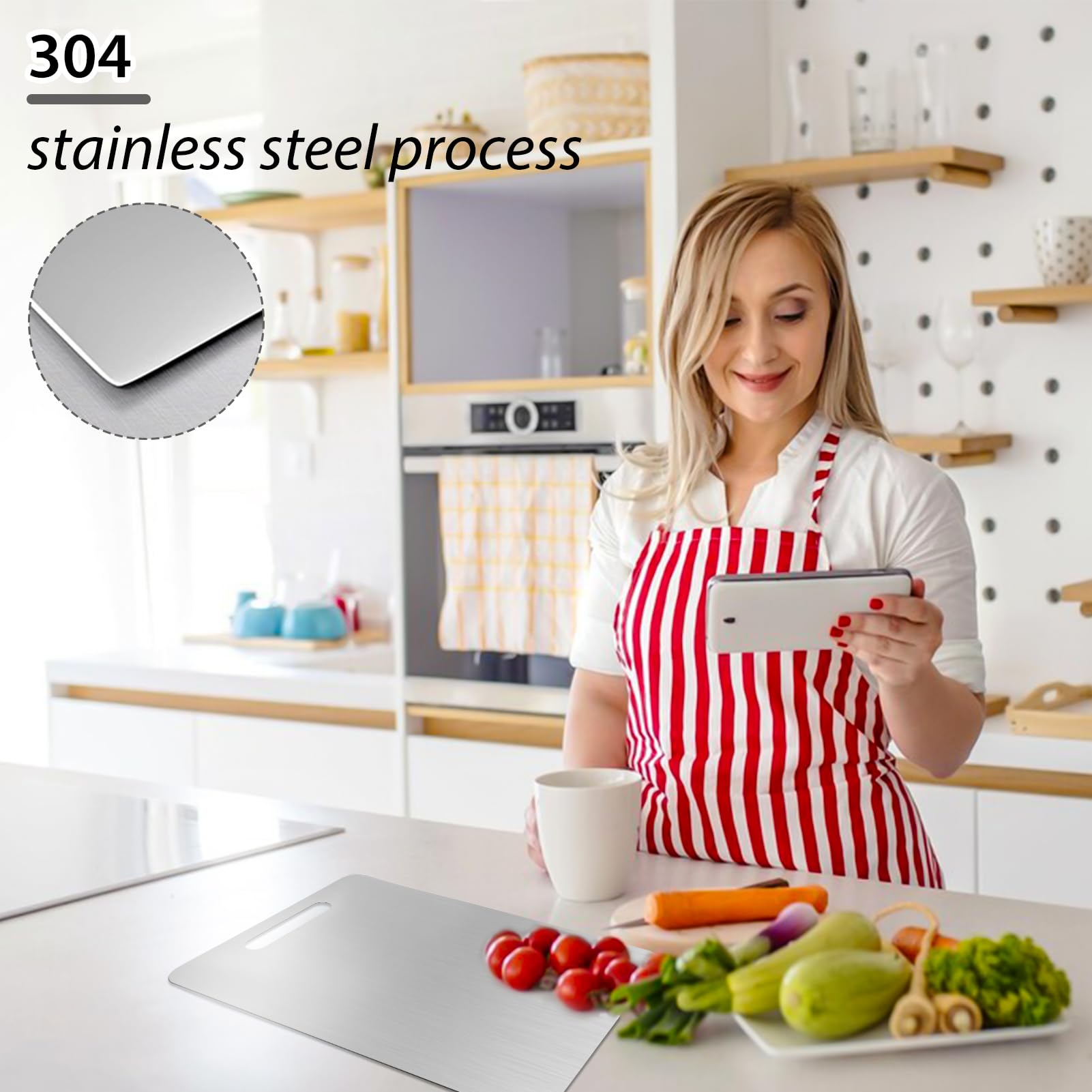 Planche à Découper en Titane 2Pcs, Inox, Acier Inoxydable, Plateau de Service