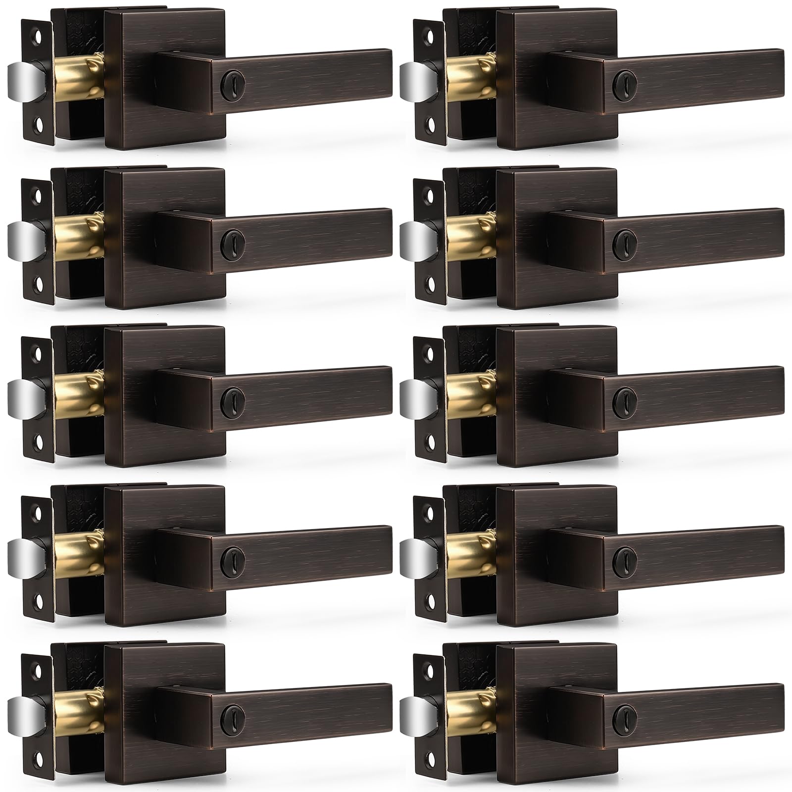 Probrico Brushed Nickel Door Handles with Lock - 3 Pack -15