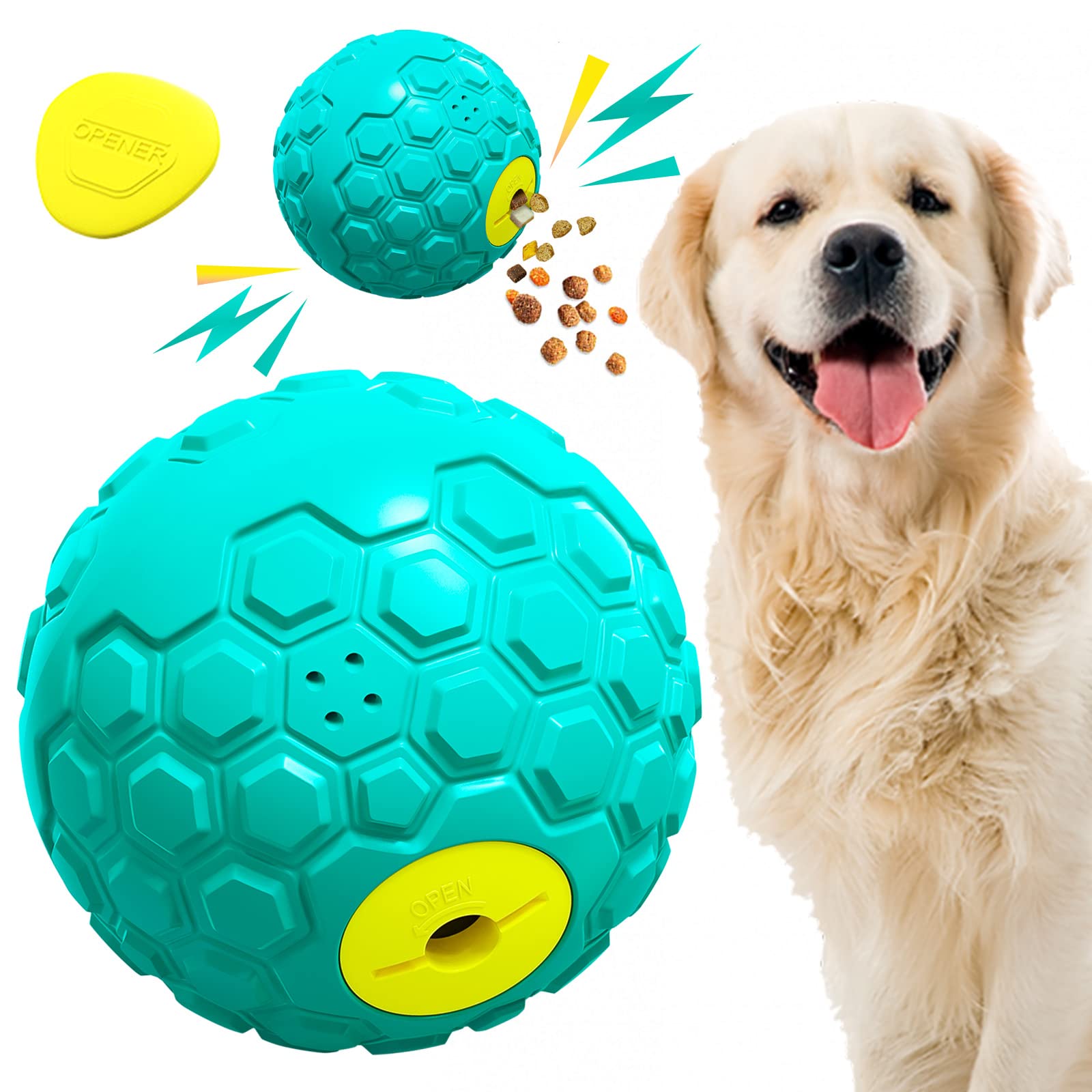 Hirolulu Giggle Ball Dog Toy IQ Treat Toys Balls-Adjustable Food Dispenser  Dogs Puzzle Toy Wobble Wag Talking Giggle Squeaky Chew Indestructible Ball