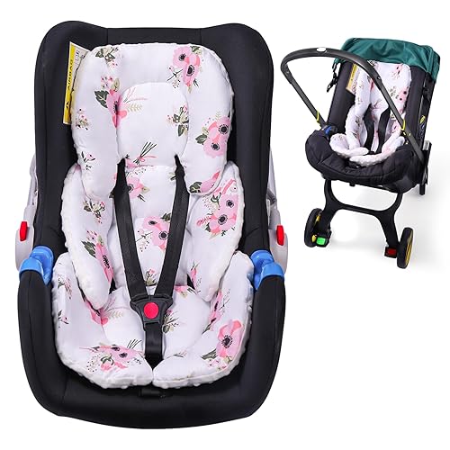 Miniatura 1 de THE KENKYO Asiento de coche reversible 2 en 1 para recién nacido, Mink Dot Asiento de coche de bebé Soporte para la cabeza y el cuerpo con relleno