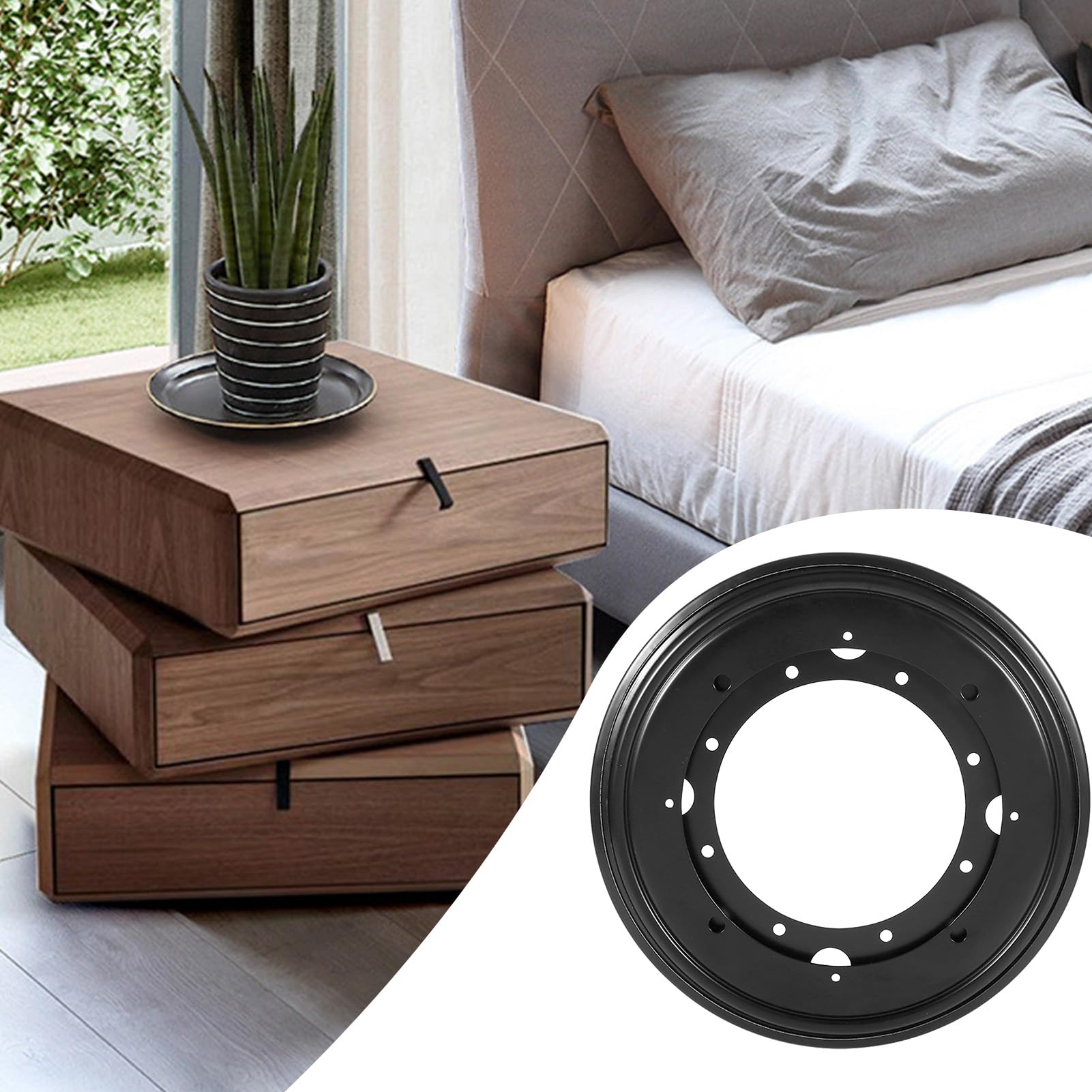 Alvinlite Turntable Swivel Plate, Heavy Duty Rotating Ball Bearing Hardware Swivel Table Plate for Home Restaurant(9 inch-Black)