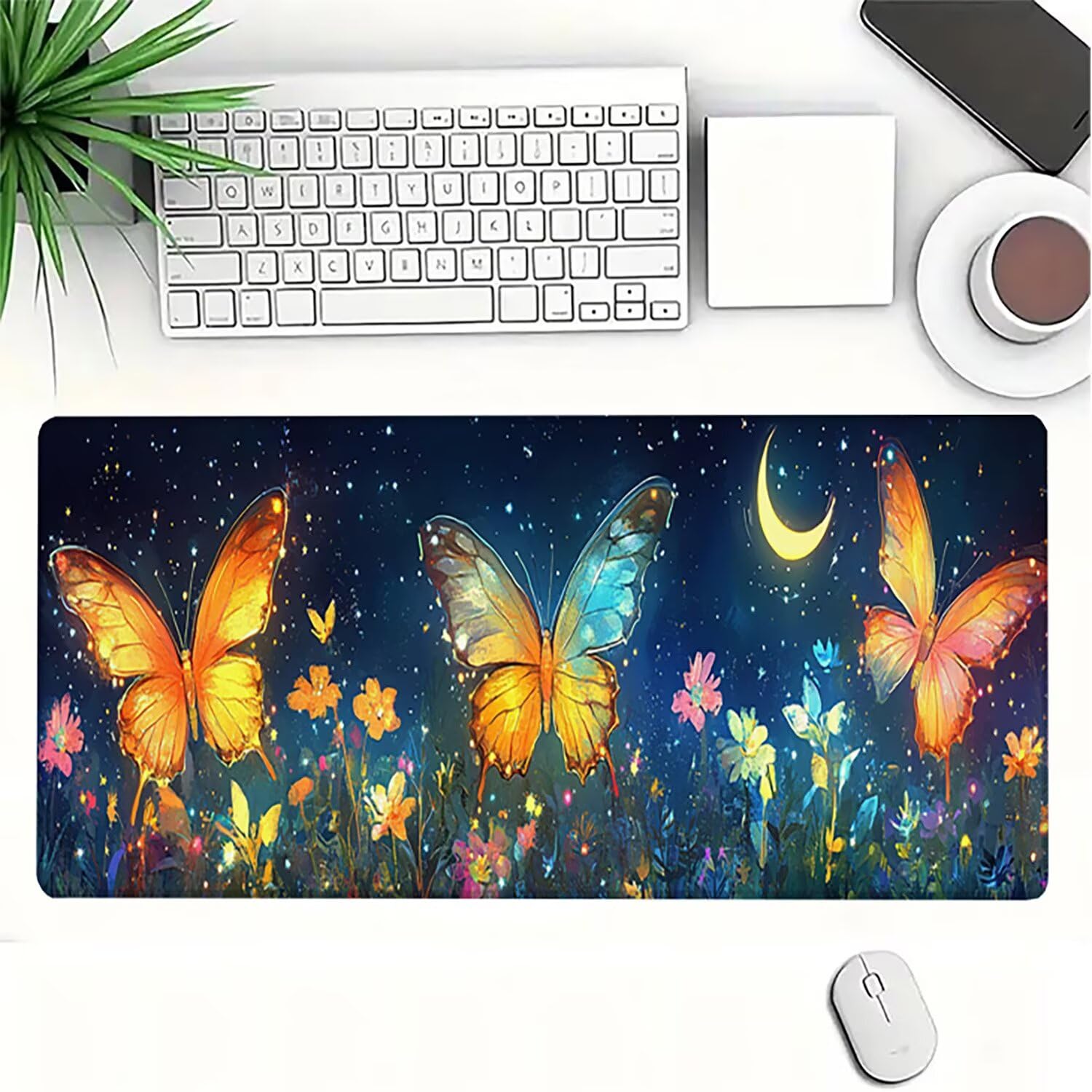 Generico Lejnlnng podkładka pod mysz do gier XXL -120 x 60 cm - wiśniowe kwiaty duża mata na biurko, wodoodporny krajobraz podkładka pod mysz z antypoślizgową gumową podstawą, do gier i biura JL-7832