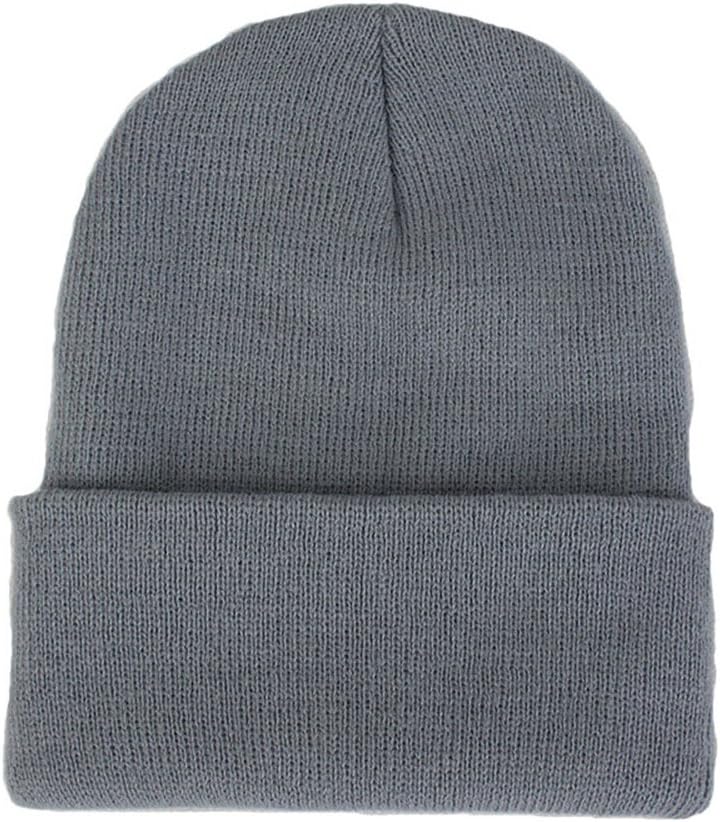 CANCA Unisex Cuff Warm Winter Hat Knit Plain Skull Beanie Toboggan Knit Hat/Cap (Light Grey)