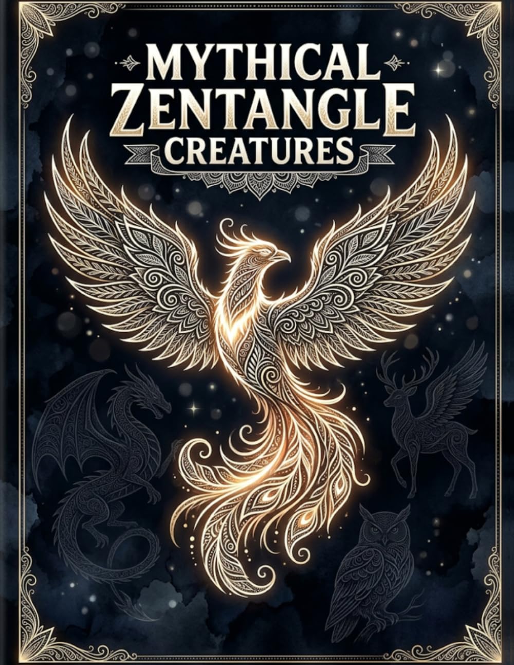 Mythical Zentangle Creatures: Intricate Full-Body Designs of Magical Animals, Birds & Insects for Relaxation and Creative Coloring