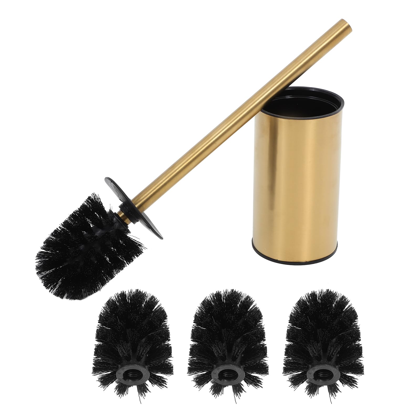 Juego de Escobilla con Diseño Montado en Pared y Mango Largo para Inodoro Material Acero Inoxidable Dorado, Adecuado para Limpieza en Baño U Oficina