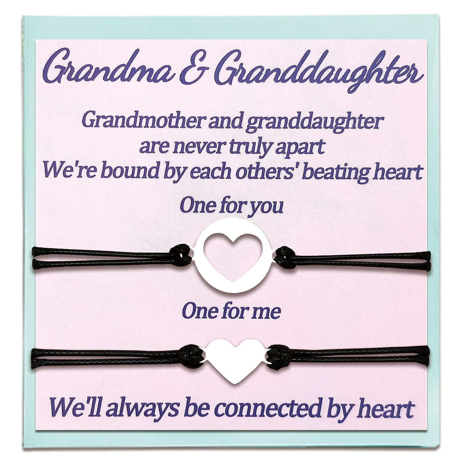 MootaelGrandma Granddaughter Bracelets Matching Gifts for Granny Nana Granddaughter Mothers Day Gifts Set of 2 Heart Adjustable, no gemstone,