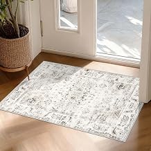 Homcomodar Small Area Rugs 60x90cm Non-Slip Doormat Washable Rug Faux Wool Short Pile Boho Rugs for Bedroom, Living Room, Kitchen, Hallway, Office, Runner,Entrance, Entryway, Corridor Beige