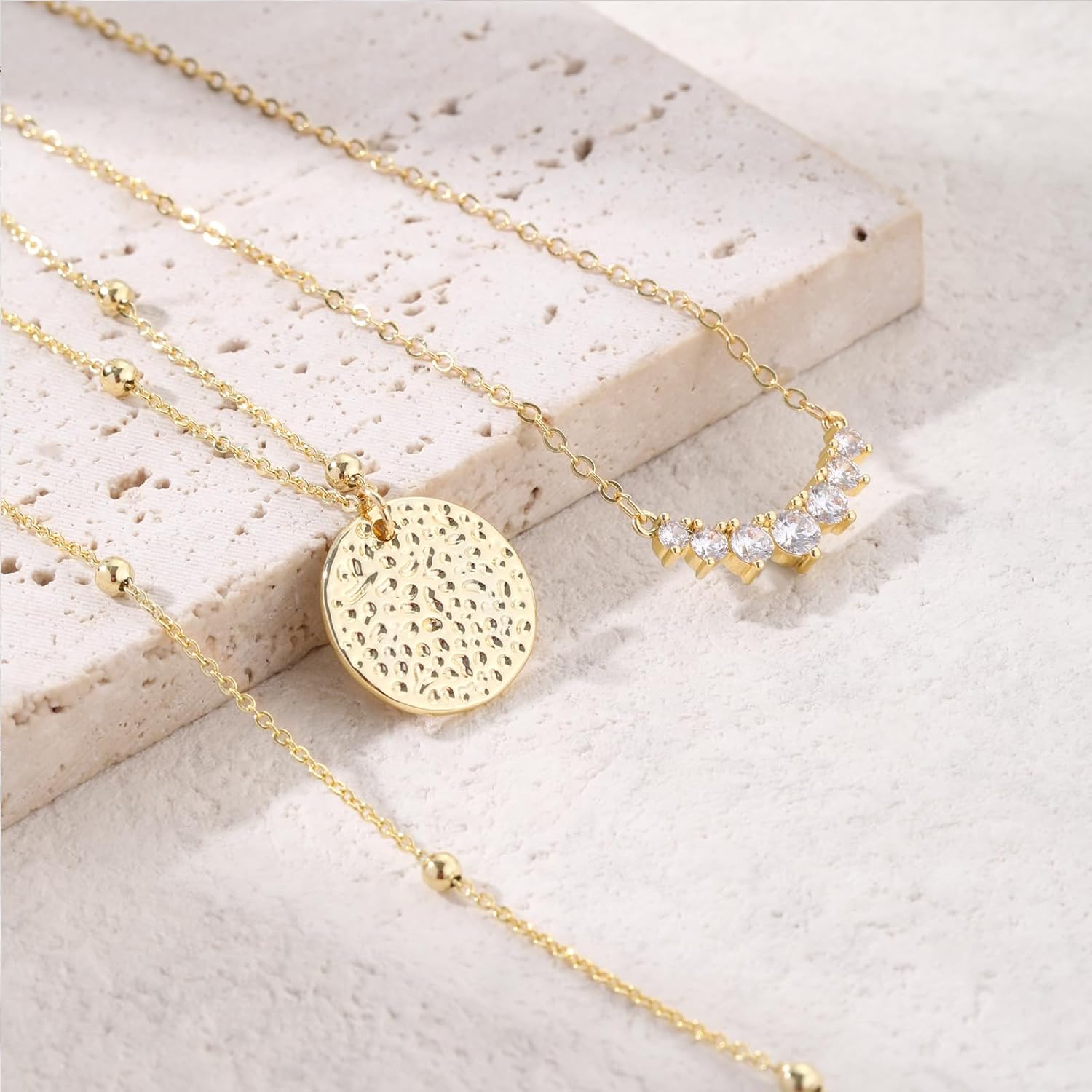 VIROMY Gold Necklace for Women 14k Gold Chain Necklaces Dainty Layered Necklaces Simple Stackable Pendant Necklaces Herringbone Cuban Paperclip Chain Gold Choker Necklaces Gold Jewelry for Women - Image 4