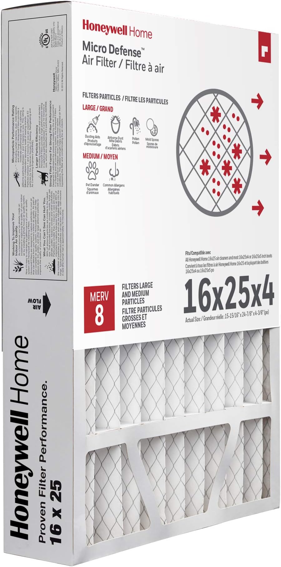 Honeywell Home AC Furnace Air Filter 16 x 25 x MERV 8 (1 pk)