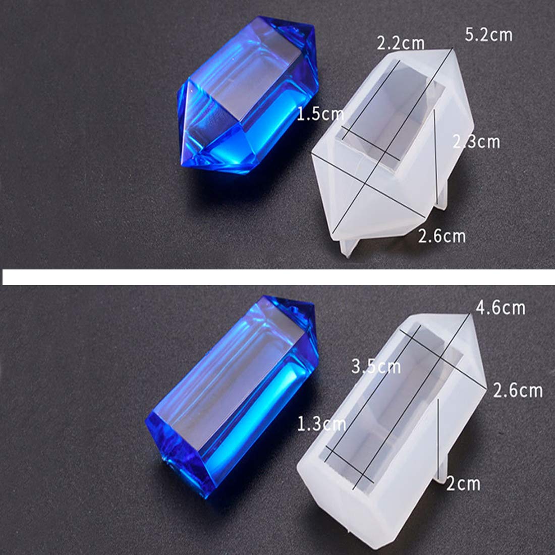 FineInno 6pcs Resin Pendulum Moulds Quartz Crystal Epoxy Molds Gemstone Silicone Casting Mold for Earrings Necklace Pendant Earrings Jewelry Making - Image 3