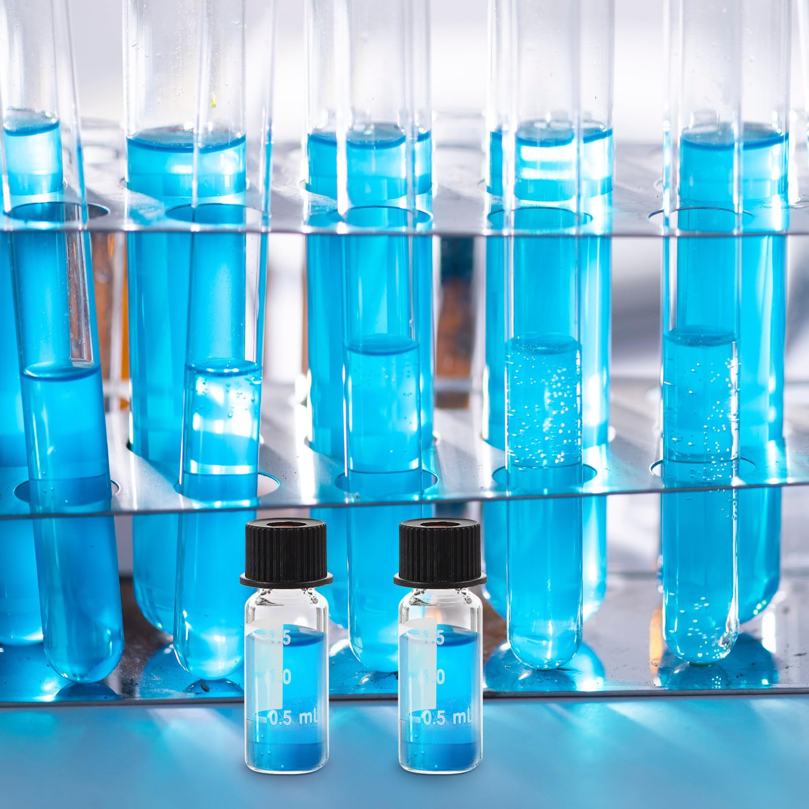 SOLUSTRE Vial de Muestra Rosca 8-425 de 2 Ml para Laboratorio, Material Sintético, Buen Sellado y Evita Fugas, Pack de 100 Unidades para Uso en Aceites Esenciales
