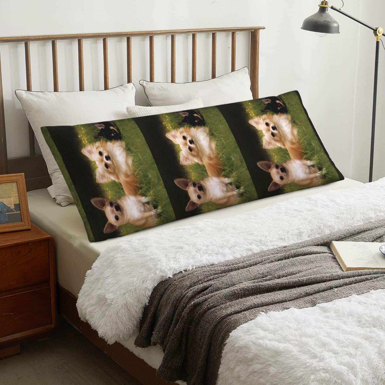 Chihuahuas Dog, Body Pillow Cover with Zipper,Long Body Pillowcase 20 x 60 in