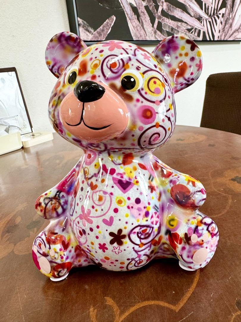 ポンピドゥ　クマ　熊　貯金箱　置物　ピンク系 ポンピドゥクマ熊貯金箱置物ピンク系