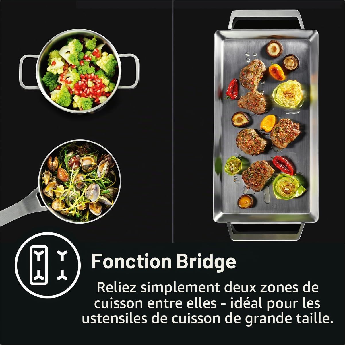 AEG 60 cm Induction Hob²Hood/Pyrolysis Hob – Self-Cleaning/SoftClosing/Touch Control/Grill Function/Screen with Clock/Child Safety/A/CIB6499APB