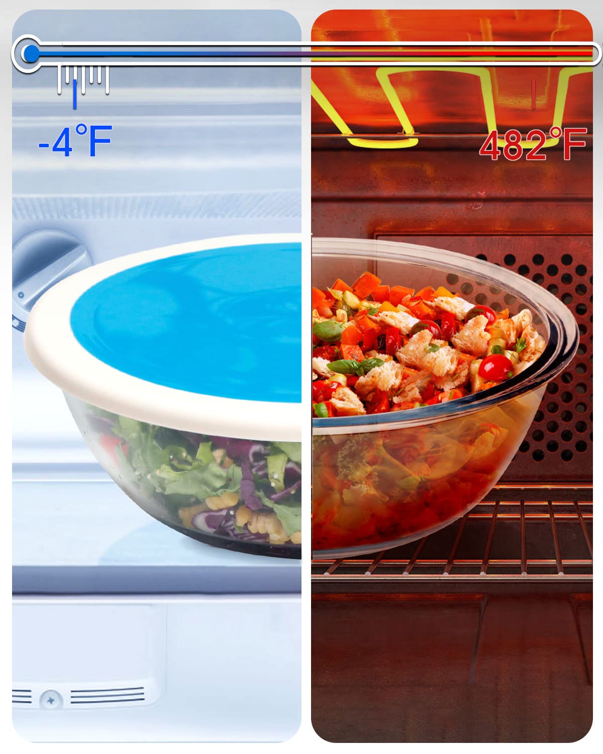 Snapklik.com : NUTRIUPS 3-Quart Large Glass Mixing Bowls