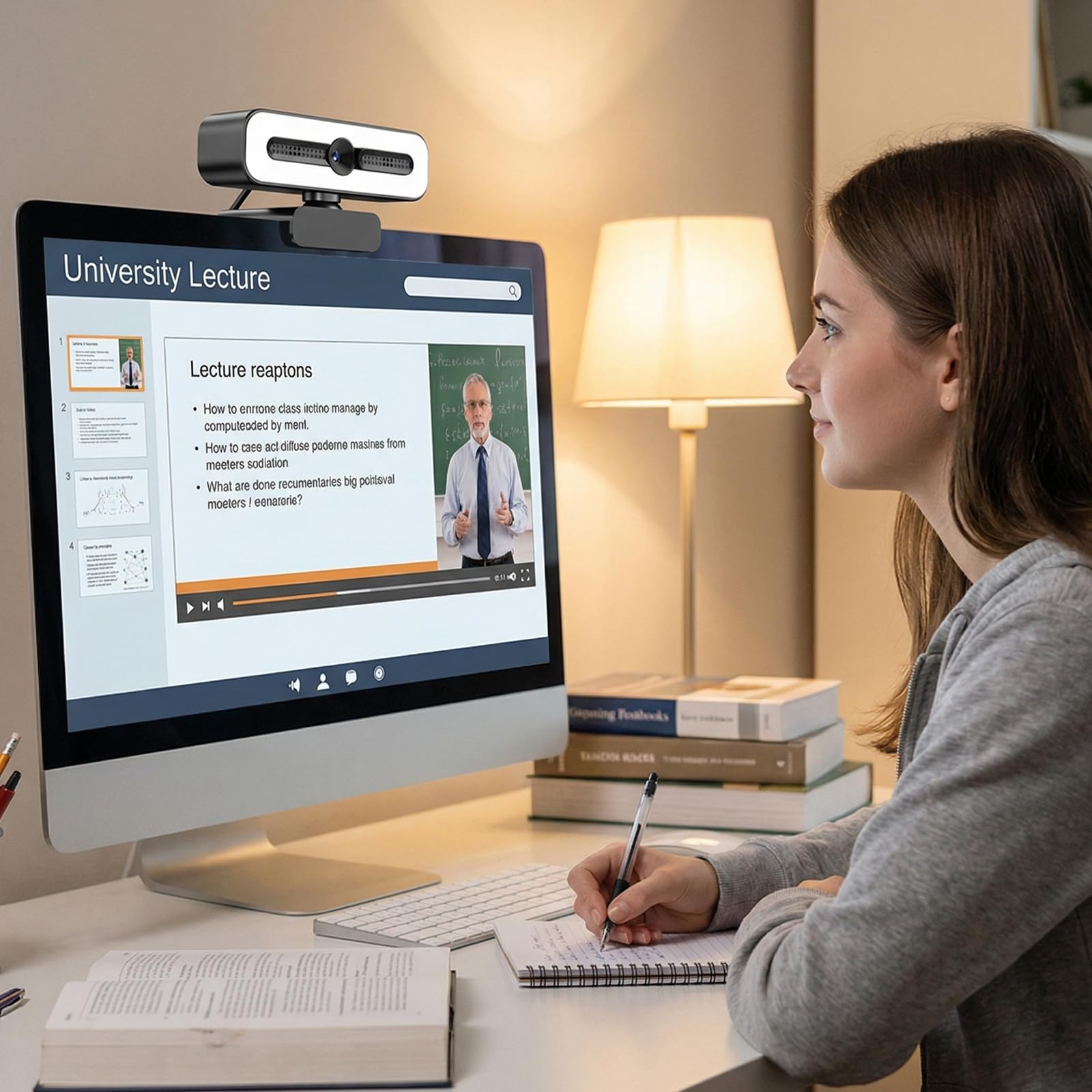 Webcam USB VEGOATY 1080P: webcam Full HD grandangolare da 90° con microfono per videochiamate e registrazioni, conferenze web, può ruotare la telecamera USB di 360°