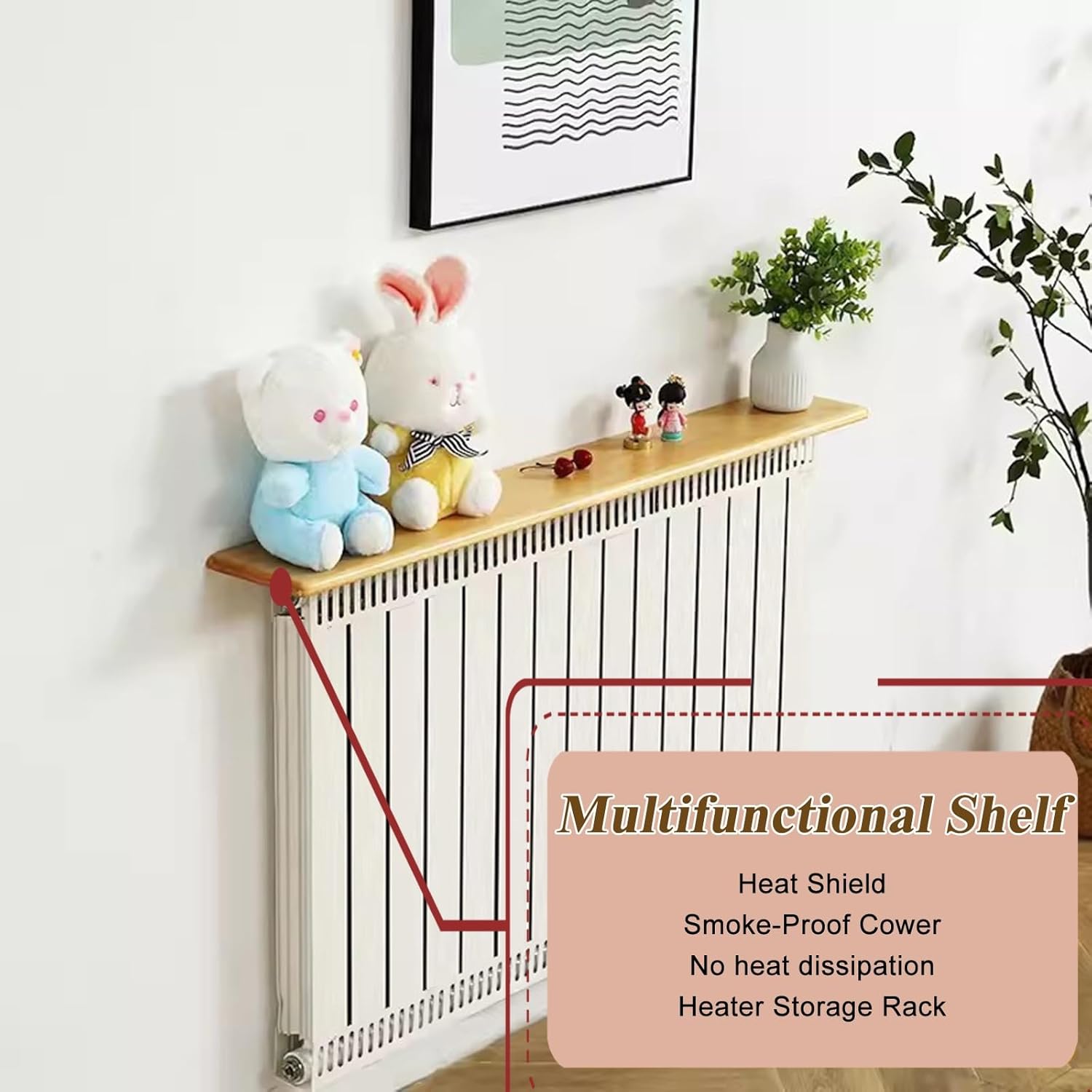 ホワイトラジエーターカバー、暖房カバー収納トップキャビネット、MDF