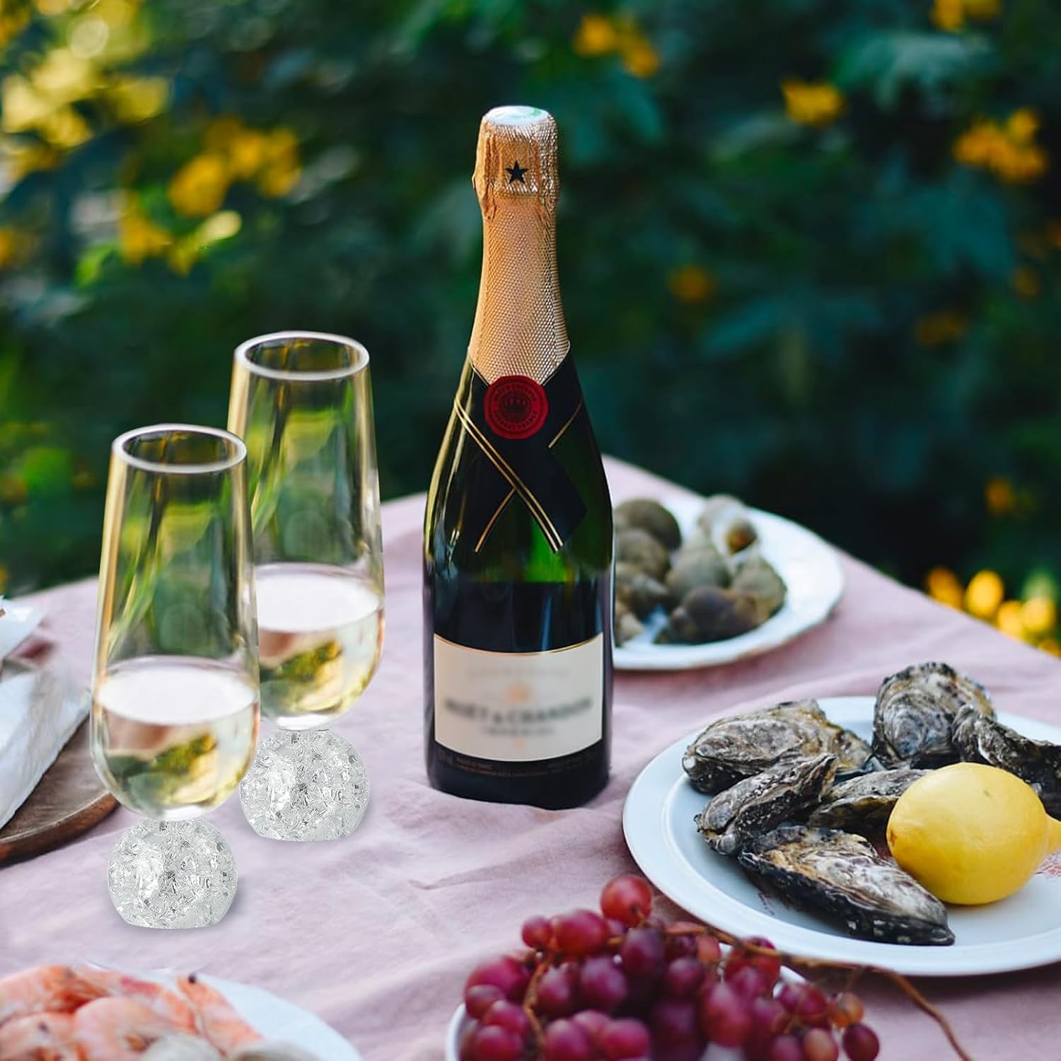 Lead-Free Crystal Champagne Glasses Set of 2, 7oz Stemless Champagne Flutes Glass with Bubbles Ball Base, Reusable Mimosa Glasses, Wine Glassware Gift for Birthday, Wedding, Party - Image 5