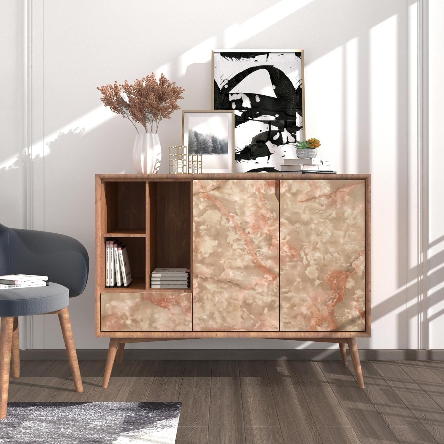 35 x 196 Inches Red Marble Contact Paper,Marble Wallpaper,Marble Peel Stick Countertop,Vinyl Wallpaper,Waterproof Removable Paper for Kitchen Cabinet