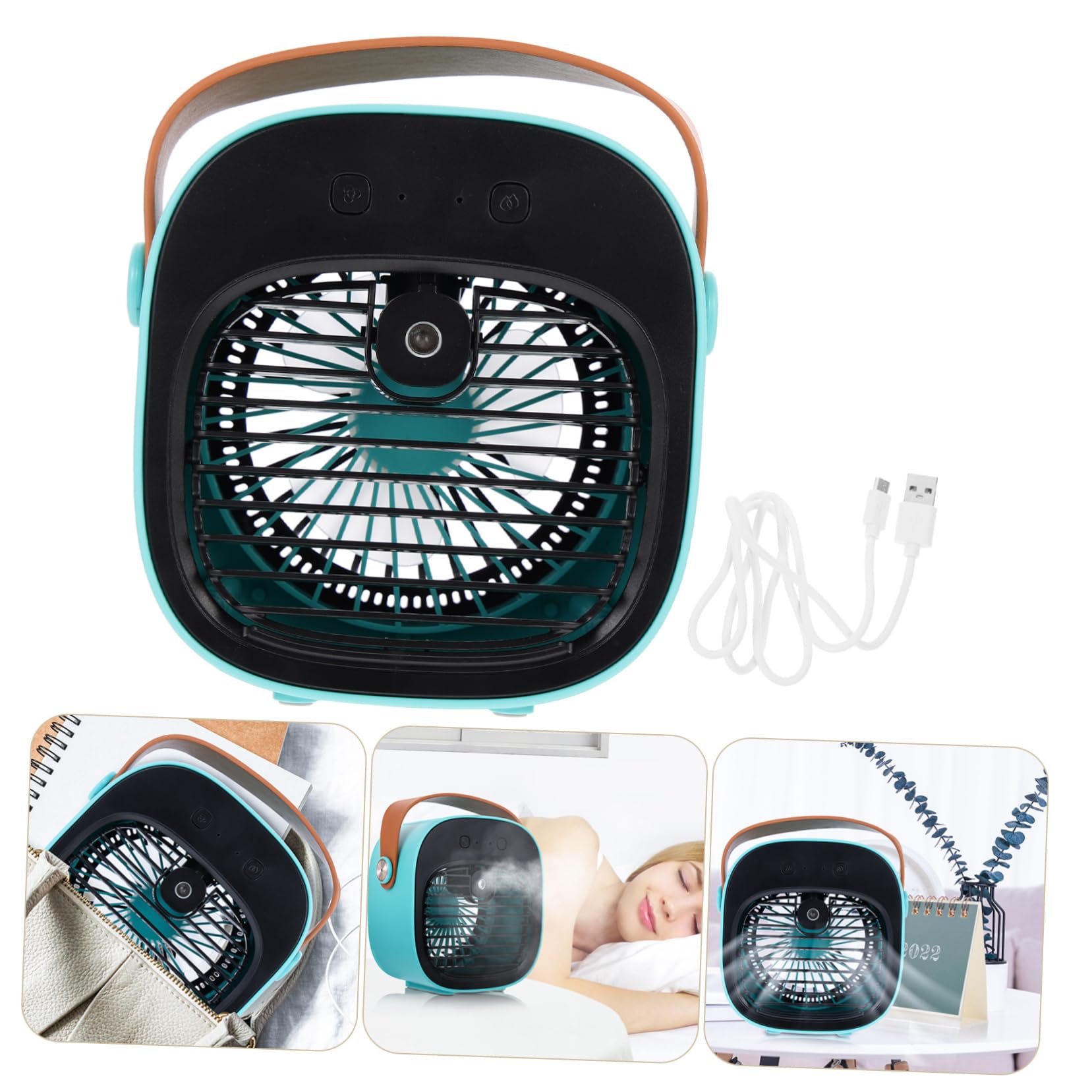 Ventilatore USB da Scrivania Mini Funzione Spray, Ventolino da Ufficio Silenzioso Batteria 4000mah, Ventilatore Portatile per Casa e Ufficio