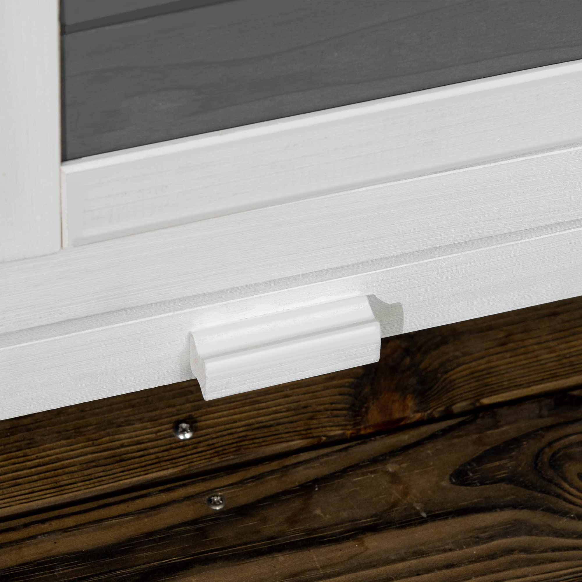 PawHut Conejera de Madera de 2 Niveles Jaula para Conejos con Ruedas 2 Puertas Techo y 2 Bandejas Extraíbles Conejera para Interior y Exterior 119x50,5x109 cm Blanco y Gris