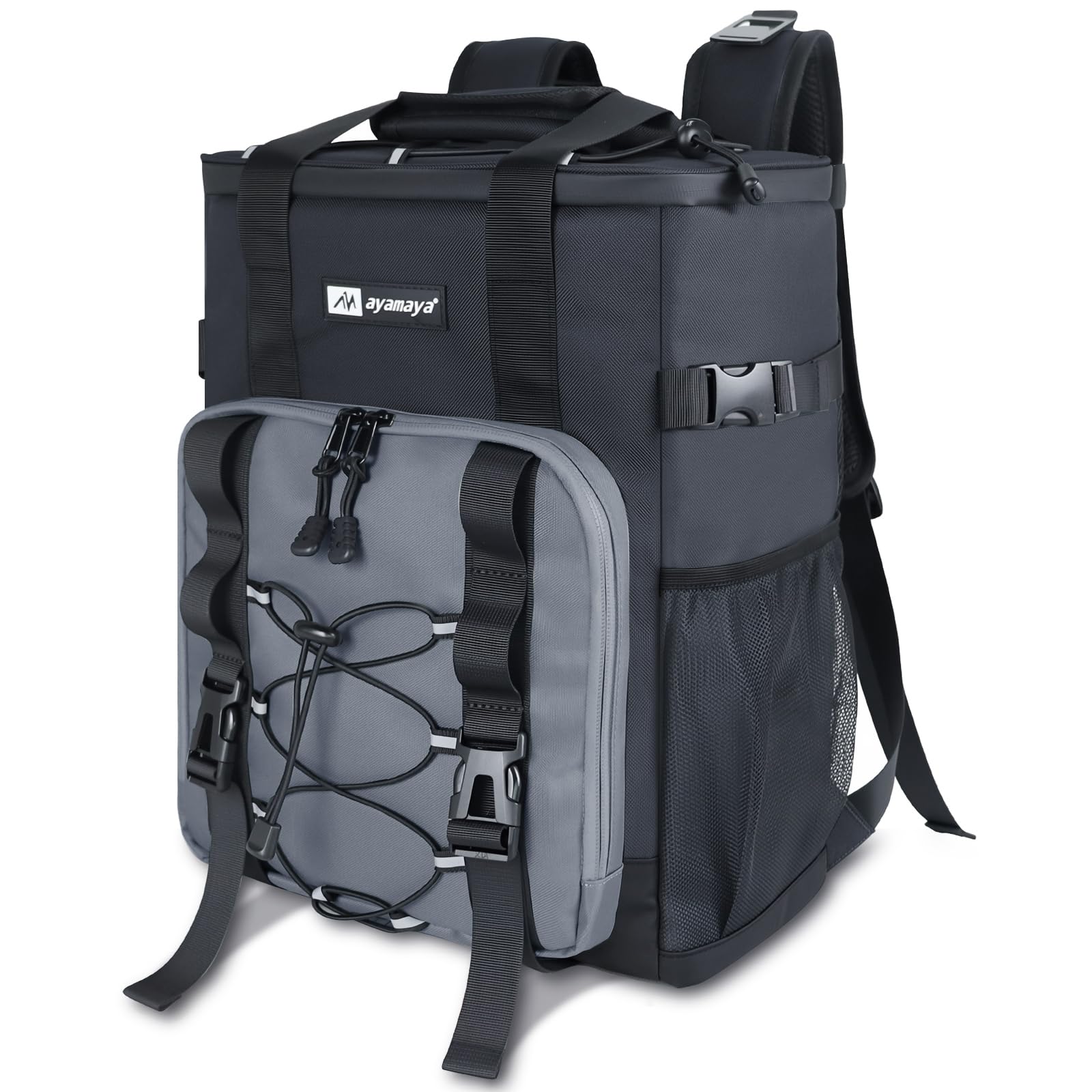AYAMAYA Zaino refrigerante da 30 l/20 l, Grande Pieghevole, 40/24 lattine, Zaino Termico, Zaino Isolato, con Scomparto frigo, Zaino per la Spesa, per Spiaggia, Picnic, Campeggio, Barbecue