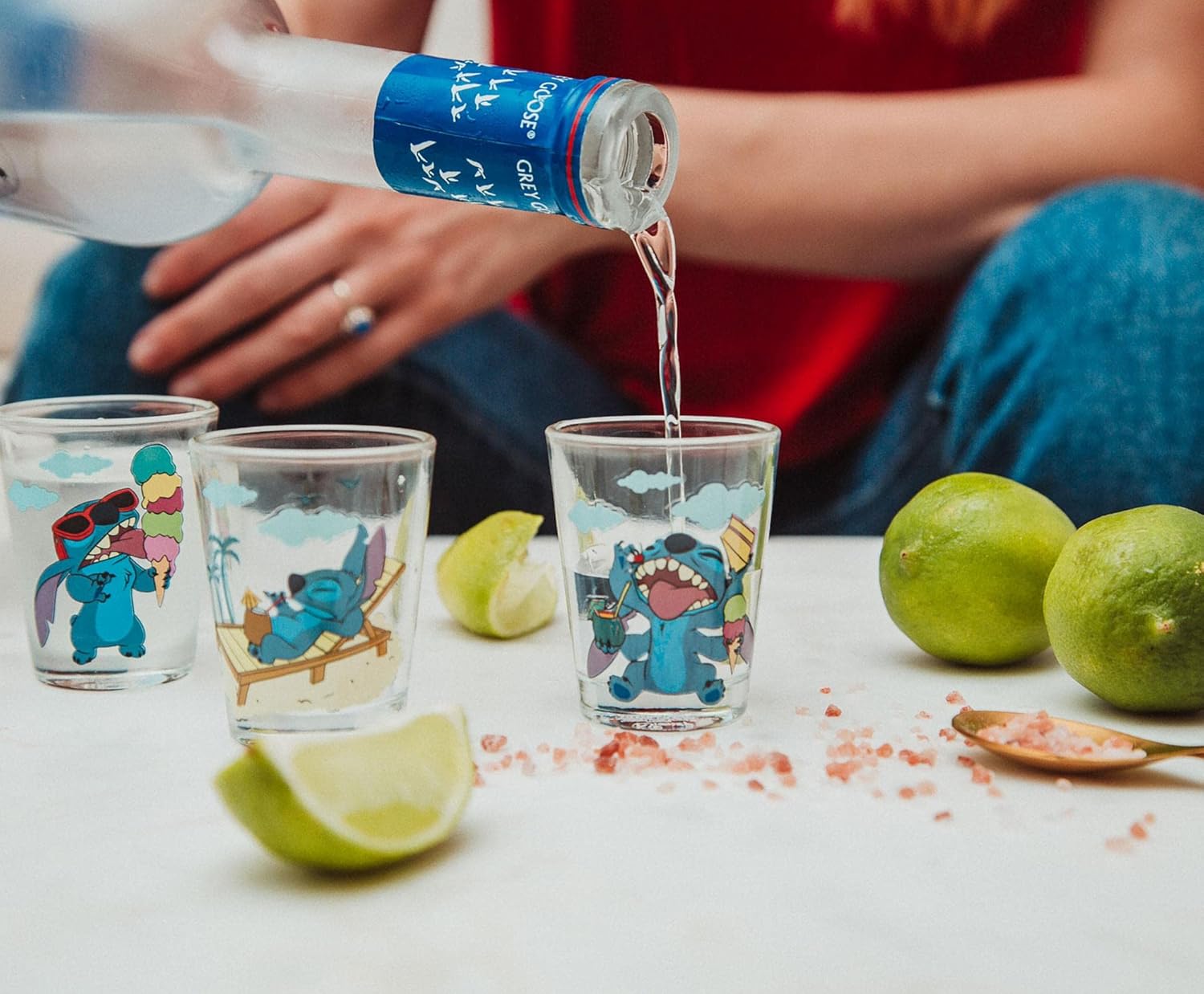 Disney Lilo & Stitch Beach Day 1.5-Ounce Mini Glass Cups, Set of 4 | Whiskey Shot Glasses, Home Barware For Liquor and Beverages, Kitchen Decor Essentials | Cute Kawaii Gifts And Collectibles - Image 4