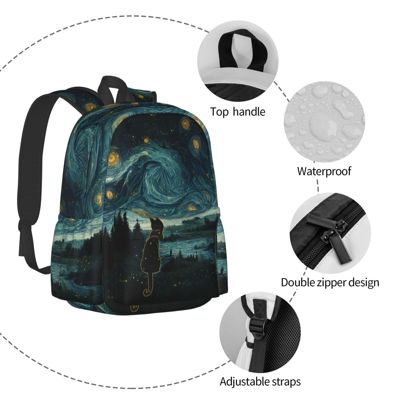DEKIFNHG Zaino scolastico con gatto carino casual sport bookbag viaggi zaino per laptop per studenti ragazzi ragazze