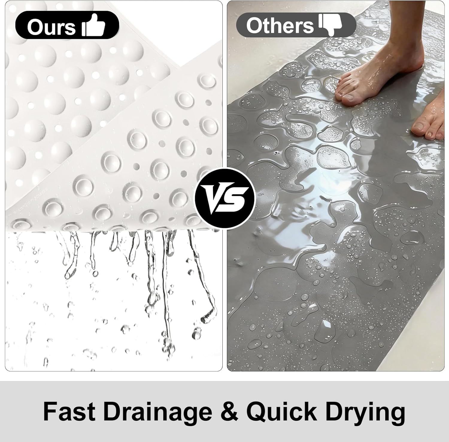 Large Non Slip Shower Mat: 35x24 Inch Shower Foot Scrubber Mat, Anti Slip Shower Mats for Inside Shower, Shower Floor Mat with Drain Holes Suction Cups, Scrub Bristles, Shower Matt Machine Washable