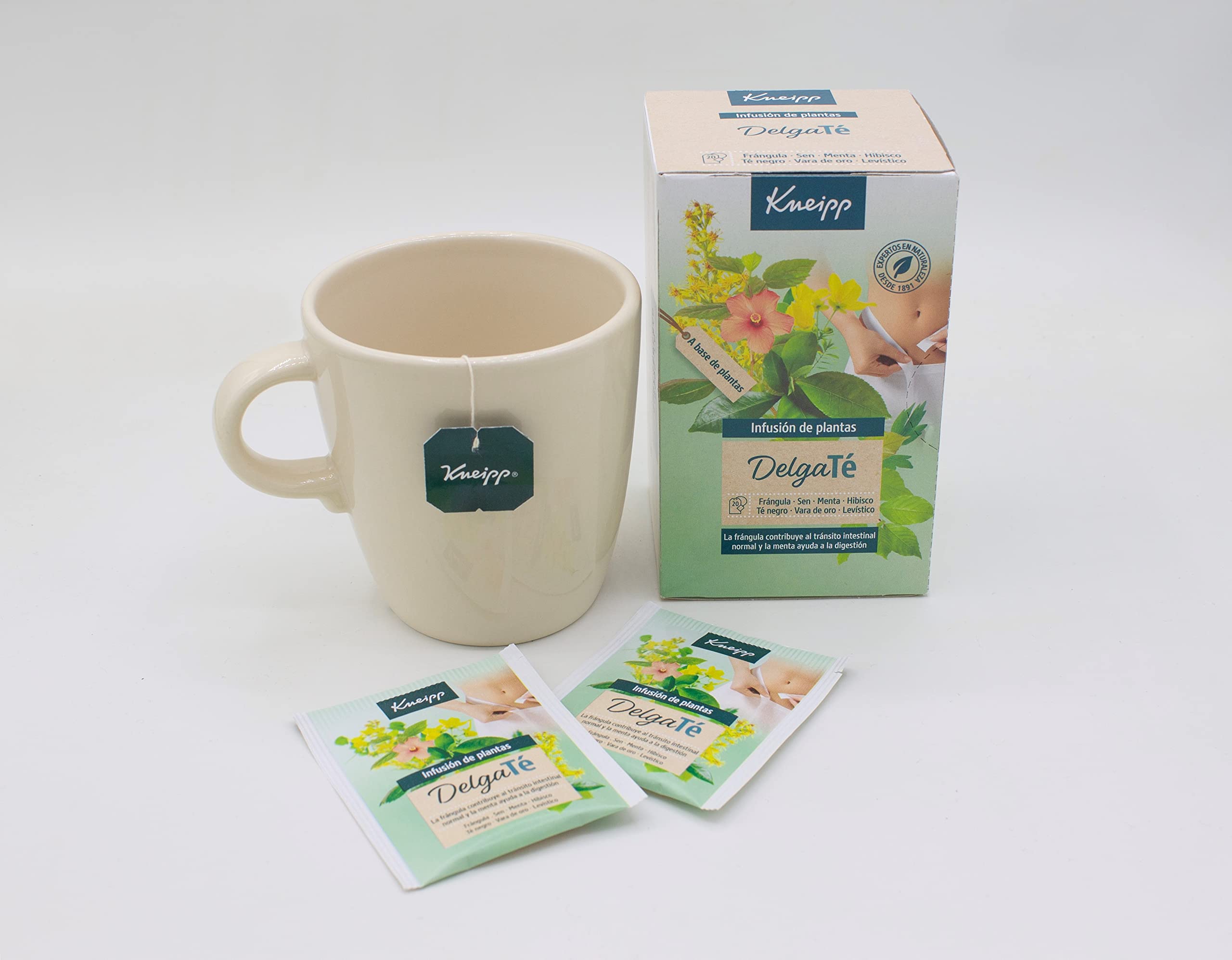 Kneipp DelgaTé, Infusión de Hierbas, Laxante Natural para Retención de Líquidos y Estreñimiento, con Manzanilla, Frángula, Menta, Sen, Hibiscus, Solidago y Levístico, 40 Bolsitas