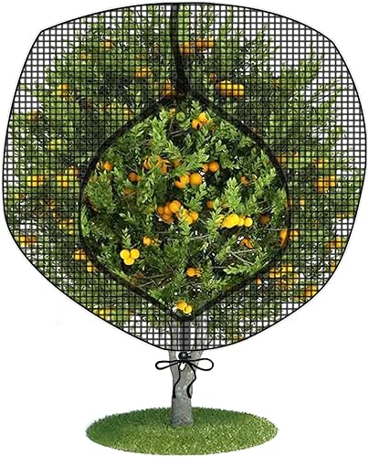 Cubiertas de red para árboles frutales con cremallera para proteger de ardillas y pájaros, red grande para árboles frutales, protección de red, Negro
