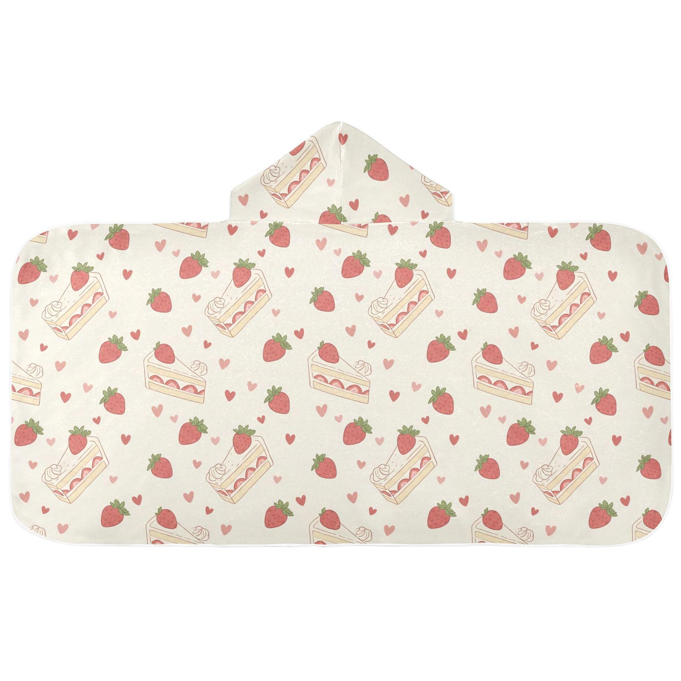 Fuauuyl Strawberry Cake Hooded Baby Bath Towel Soft & Breathable Towel for Newborns Infants Toddlers, Nursery Essential